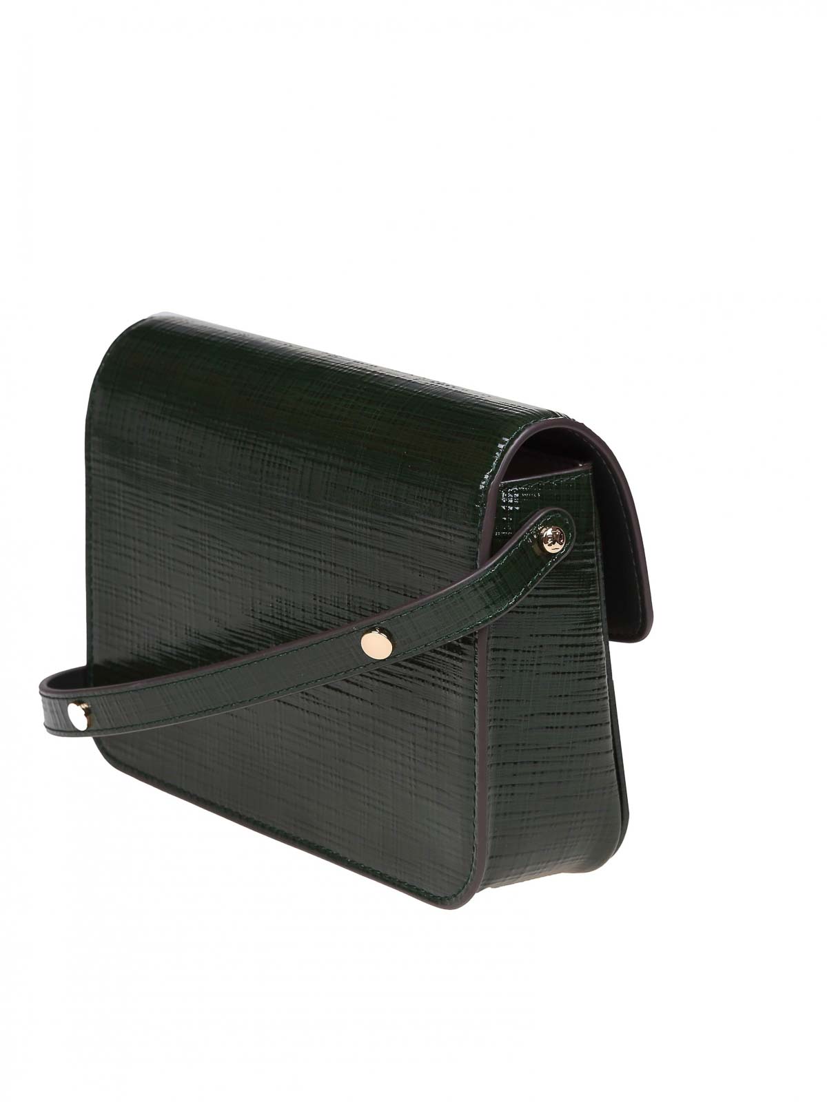 Shop Tory Burch Robinson Shoulder Bag In Embossed Leather In Green