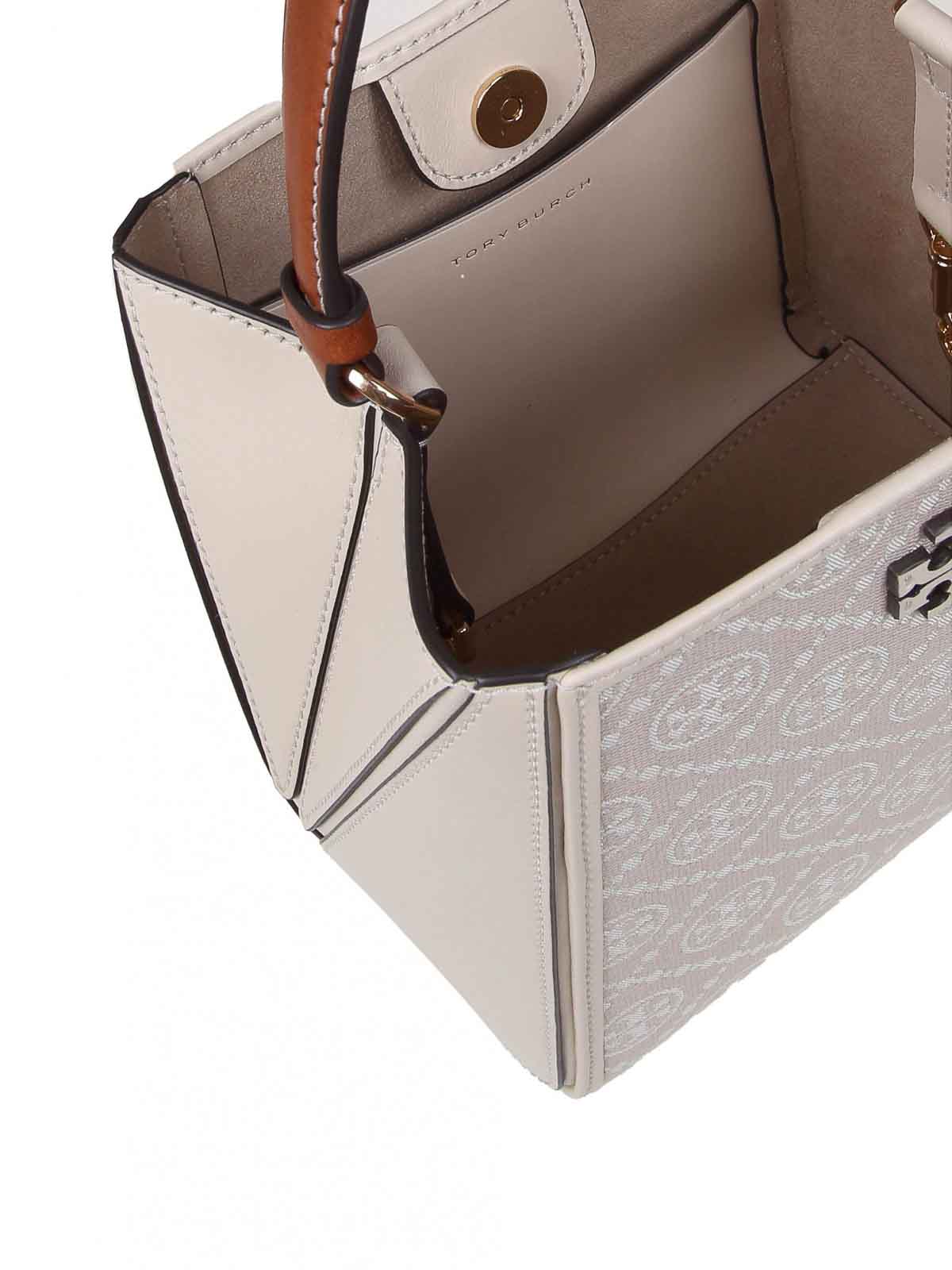 トートバッグ Tory Burch Mcgraw Small Bag - Tory Burch - Leather - White NEW Tory Burch Mcgraw T Monogram Ivory Small Bucket Bag/Tote