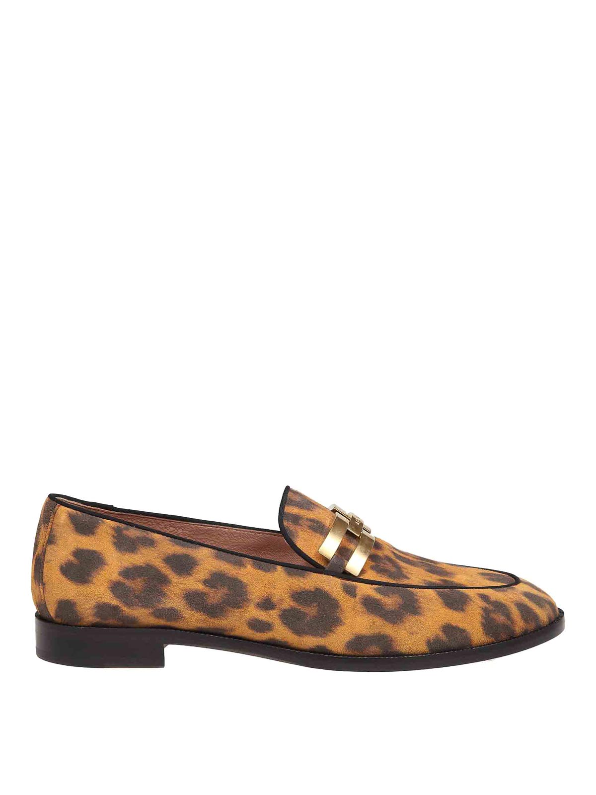 Shop Aquazzura Brandi Moccasins In Spotted Print Suede In Animal Print