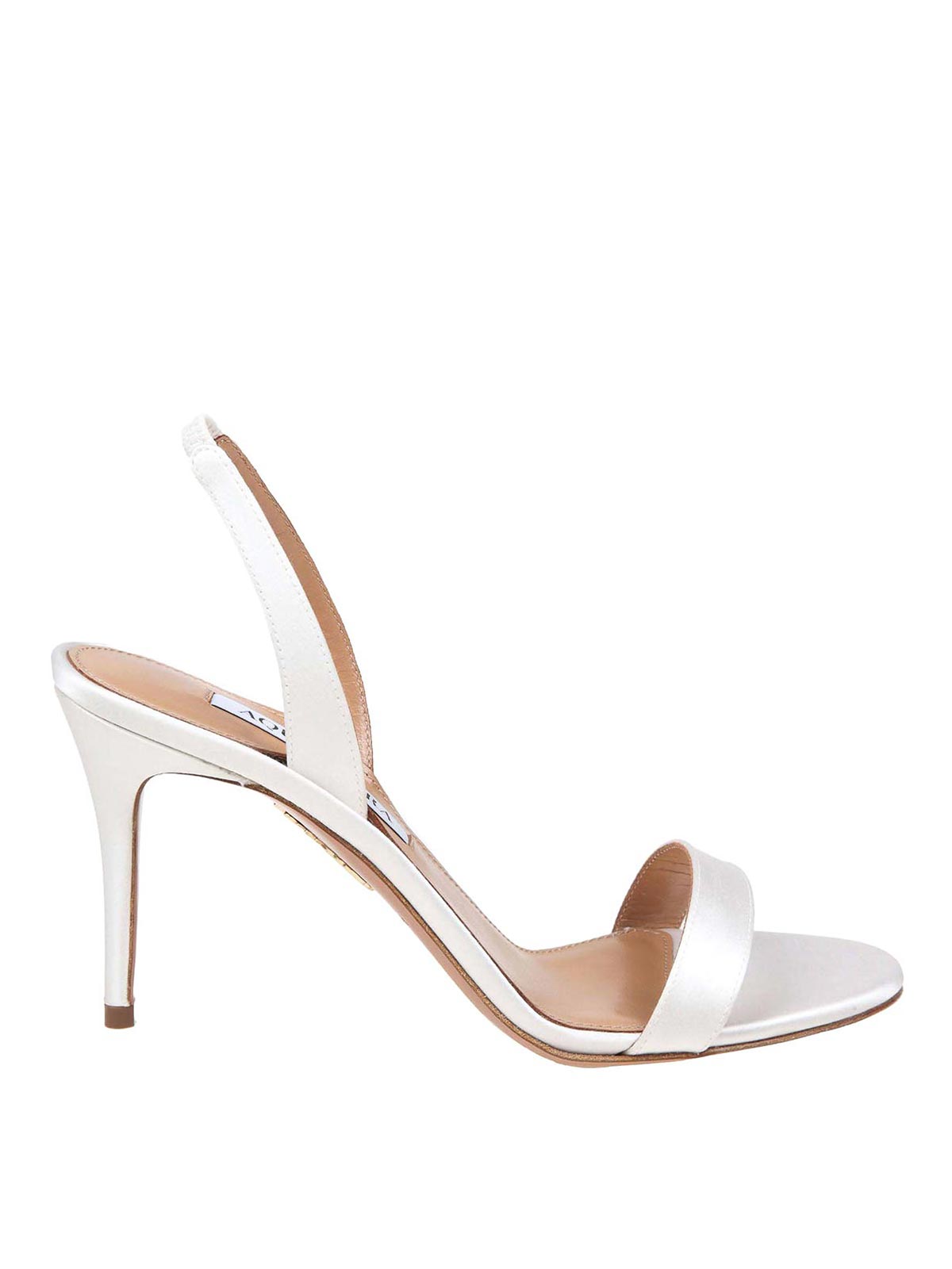 Shop Aquazzura So Nude 85 Satin Sandal White Color