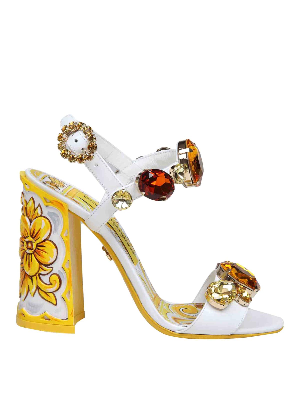 Shop Dolce & Gabbana Keira Patent Sandal With Applied Stones In Multicolour