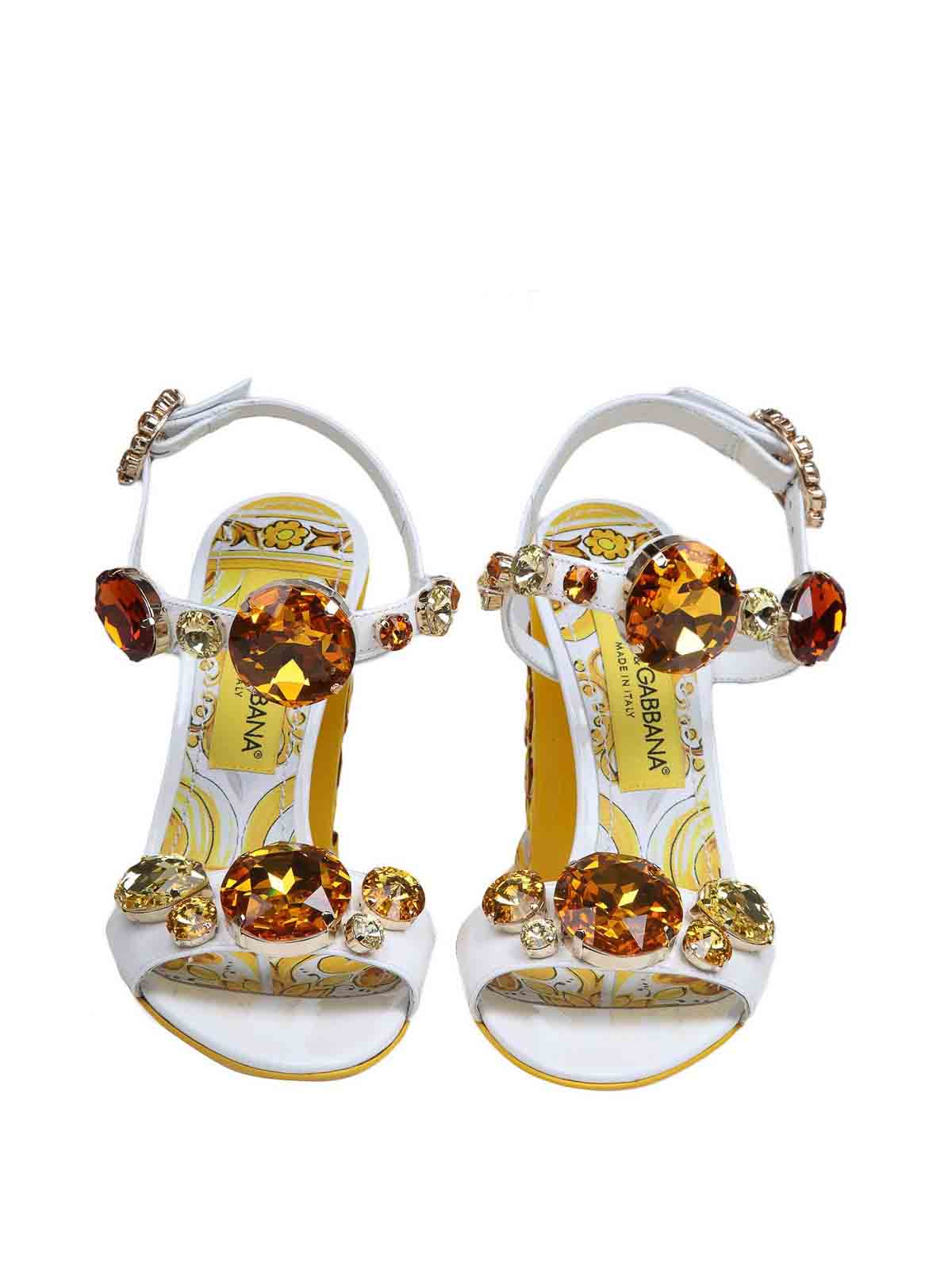 Shop Dolce & Gabbana Keira Patent Sandal With Applied Stones In Multicolour