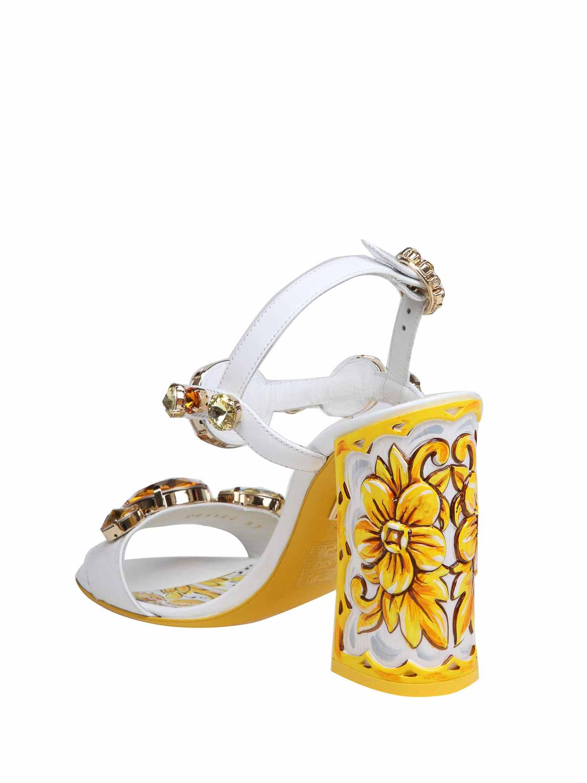 Shop Dolce & Gabbana Keira Patent Sandal With Applied Stones In Multicolour