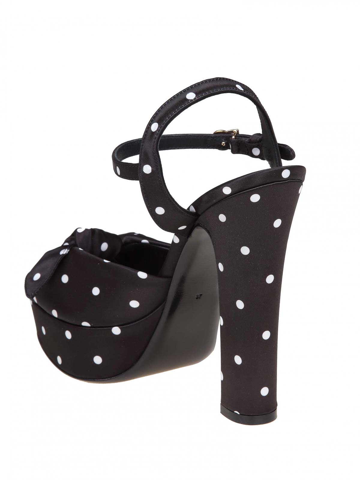 Shop Dolce & Gabbana Keira Sandal In Polka Dot Print Satin In Black