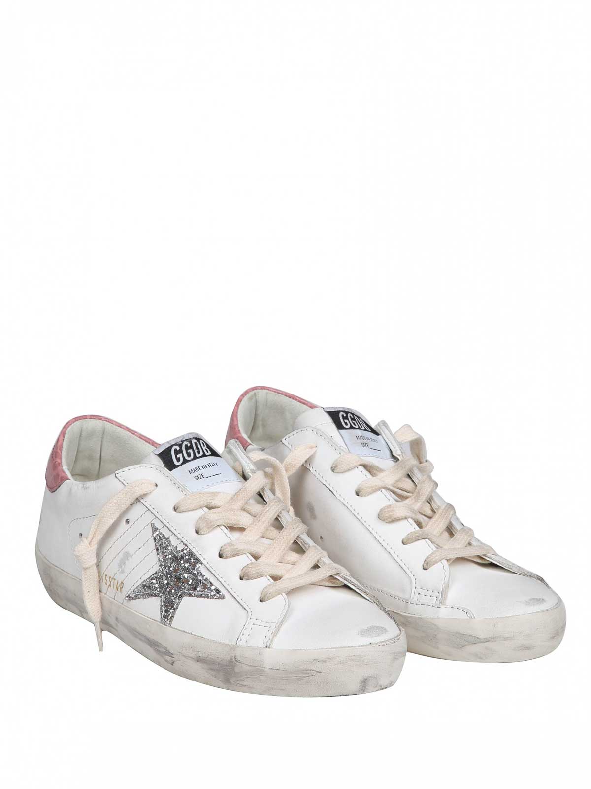 Shop Golden Goose Super Star Leather Sneakers In White