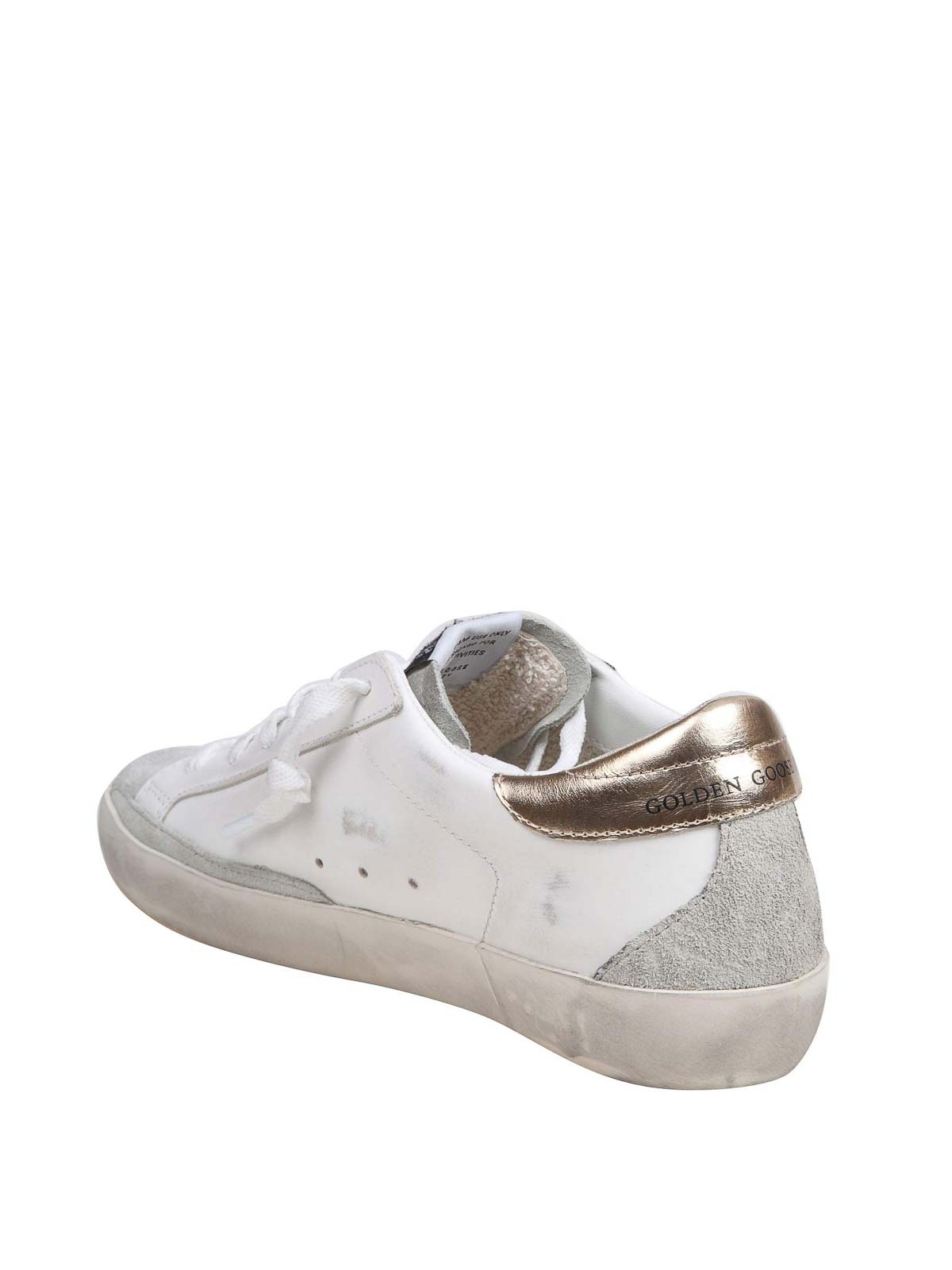 Shop Golden Goose Super Star Sneakers In Leather With Crystals In White