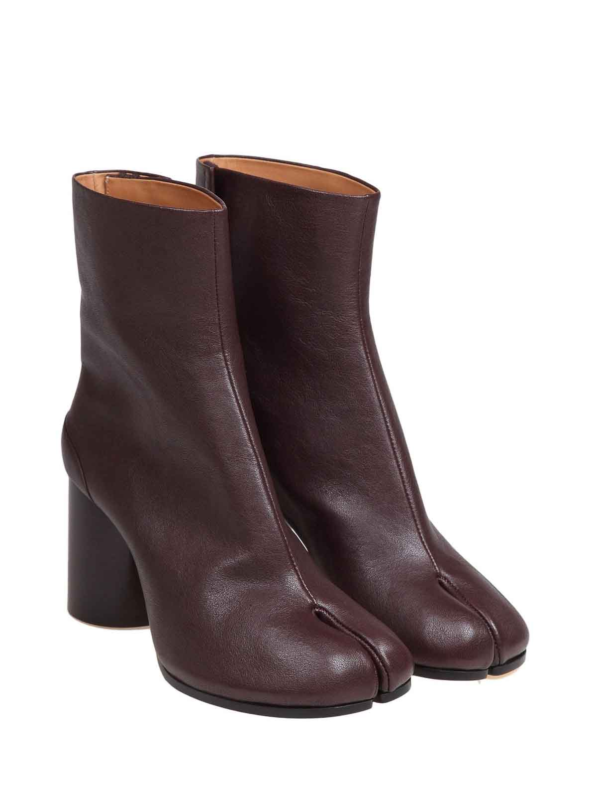 Shop Maison Margiela Tabi Ankle Boots In Soft Nappa In Brown