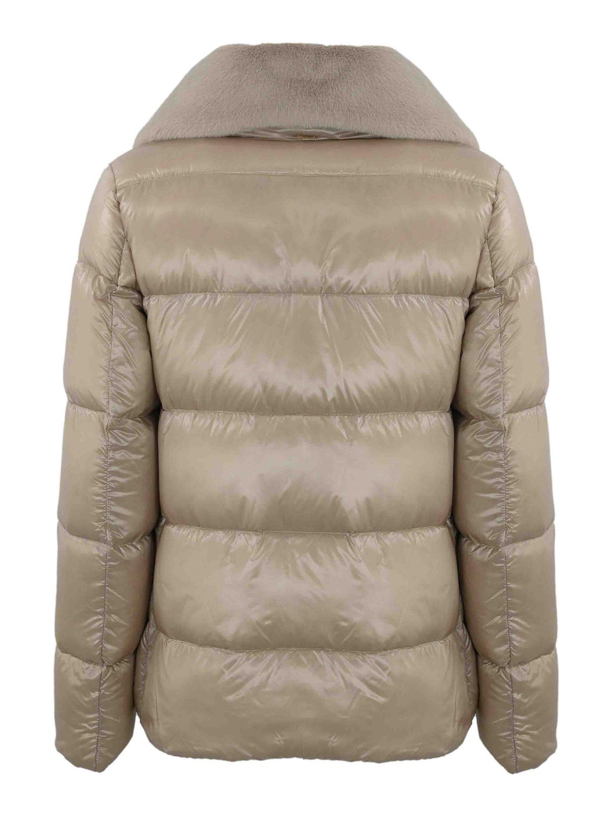 Shop Herno Quilted Down Jacket With Faux Fur In Yellow