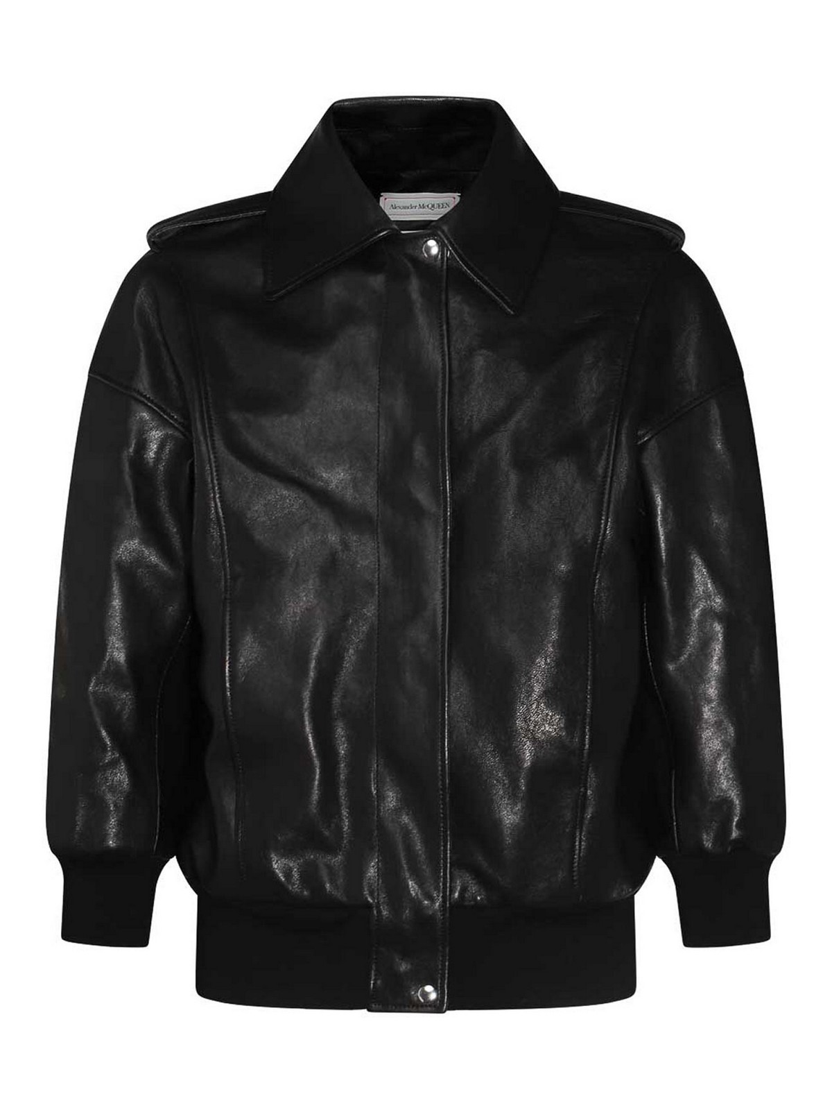 Shop Alexander Mcqueen Black Leather Jacket