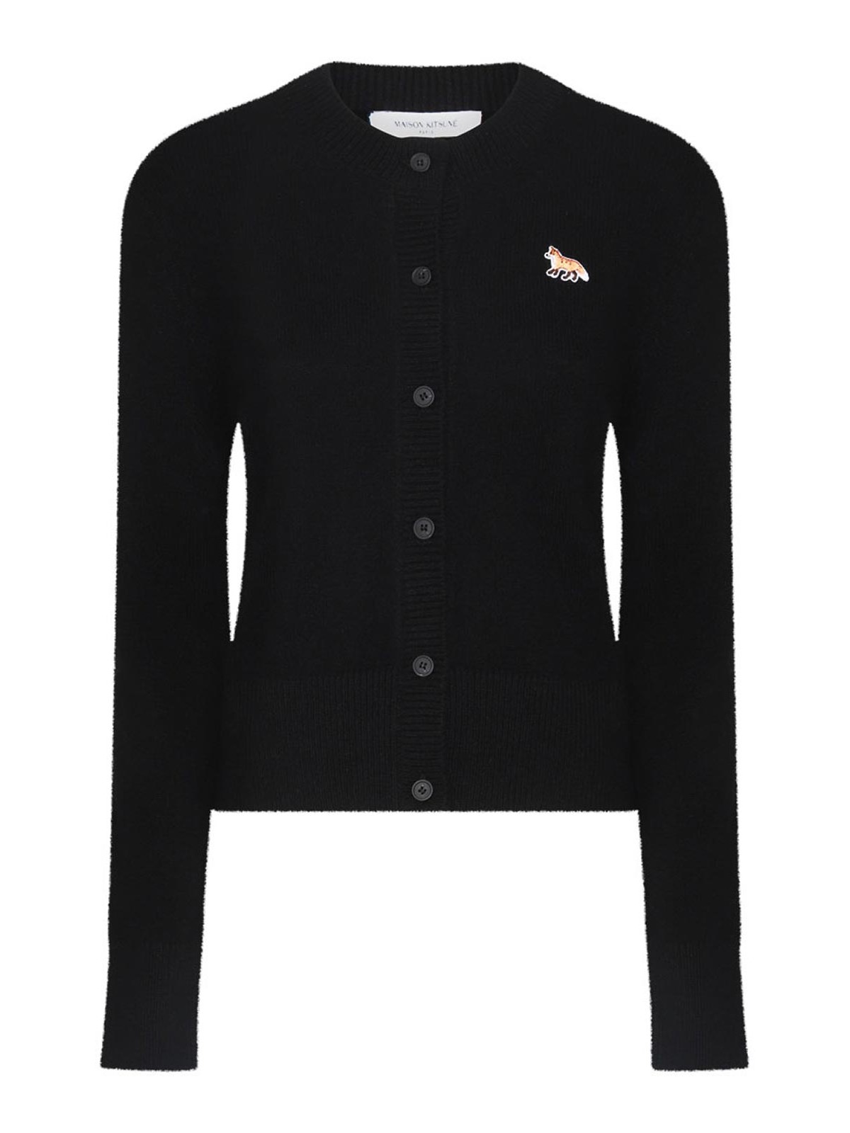 Shop Maison Kitsuné Black Wool Crewneck