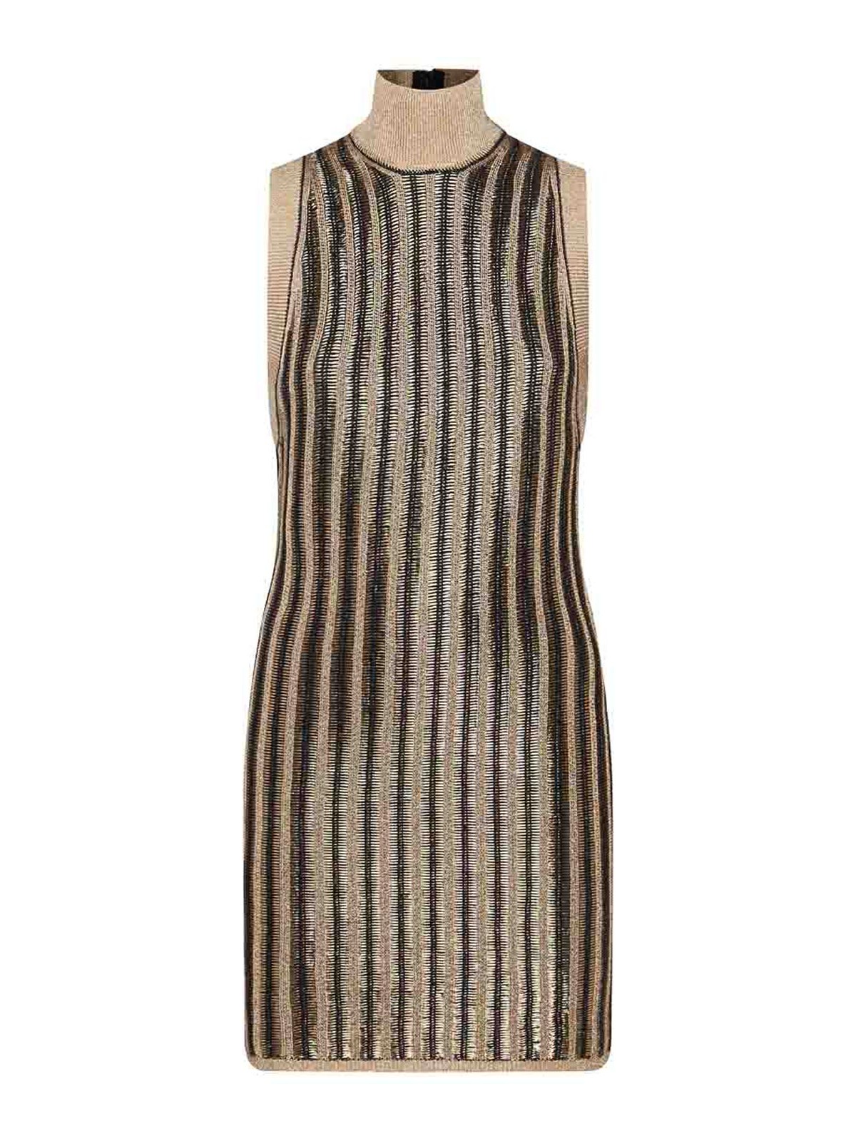 Shop Tom Ford Gold Tone Wool Mini Dress In Bronze