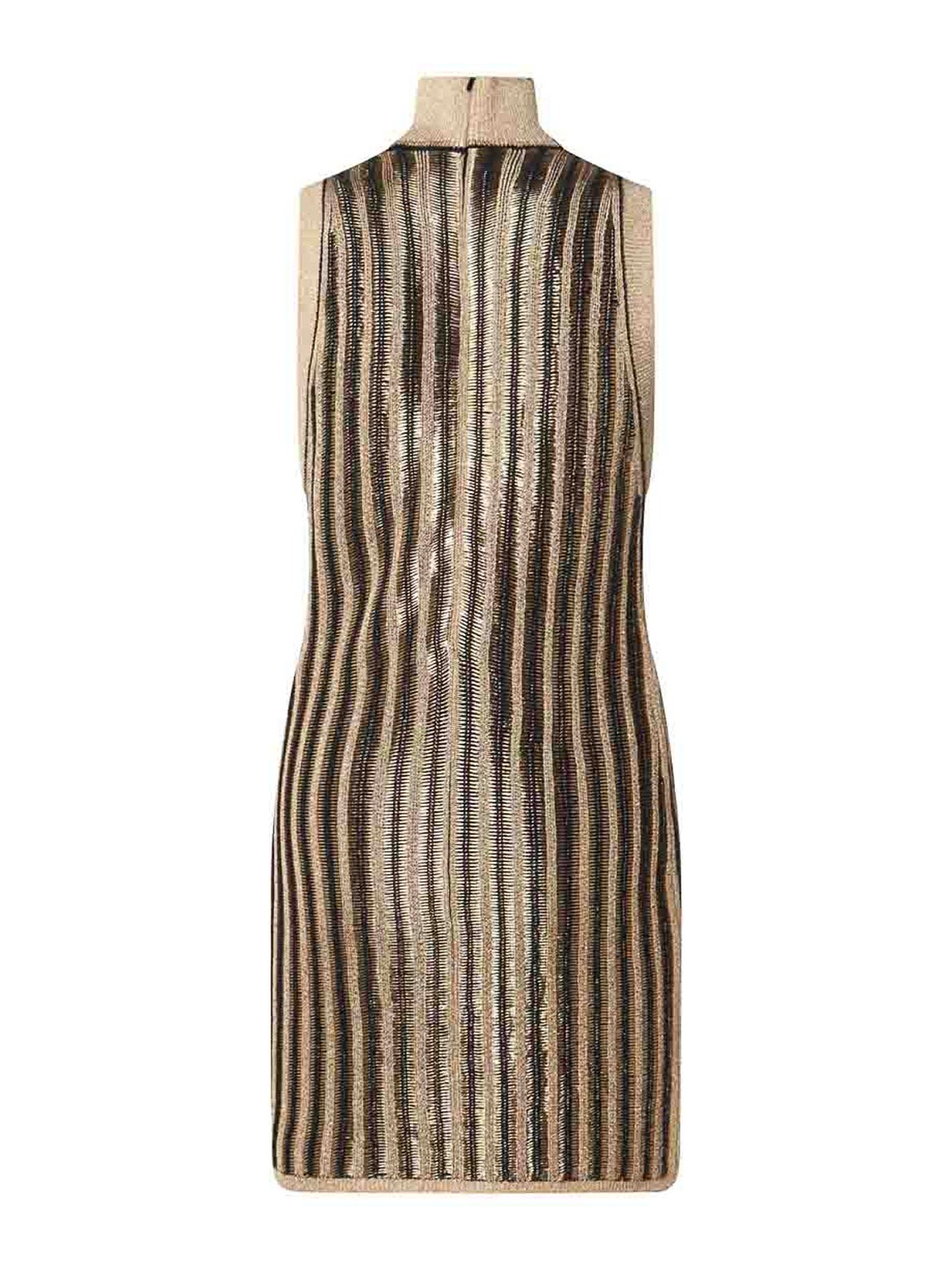 Shop Tom Ford Gold Tone Wool Mini Dress In Bronze