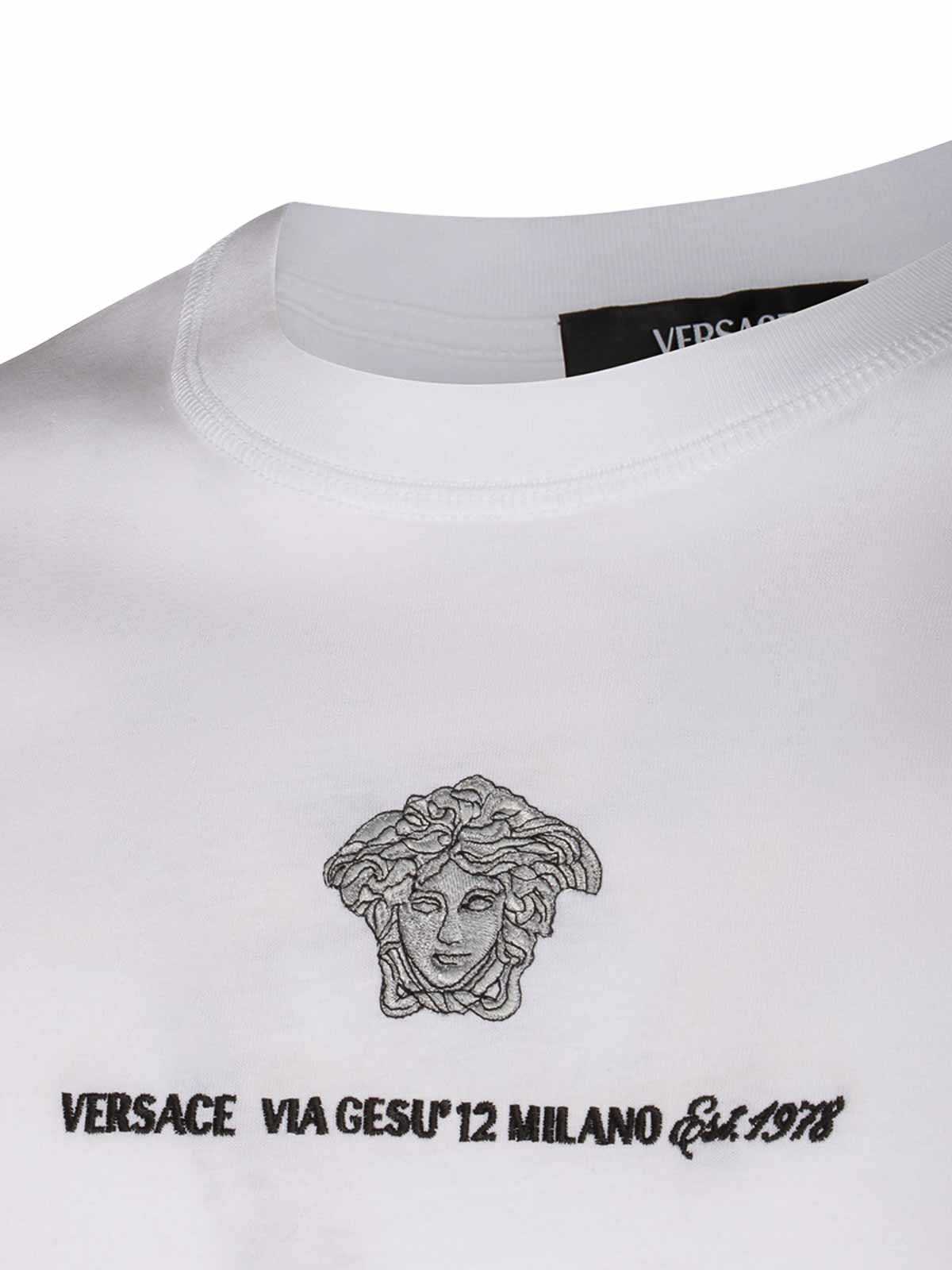 Shop Versace White Cotton T-shirt