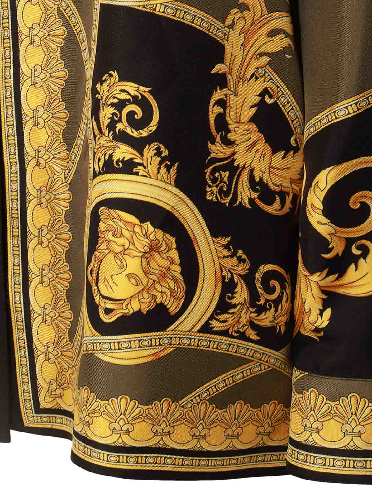 Shop Versace Gold And Black Silk Shirt