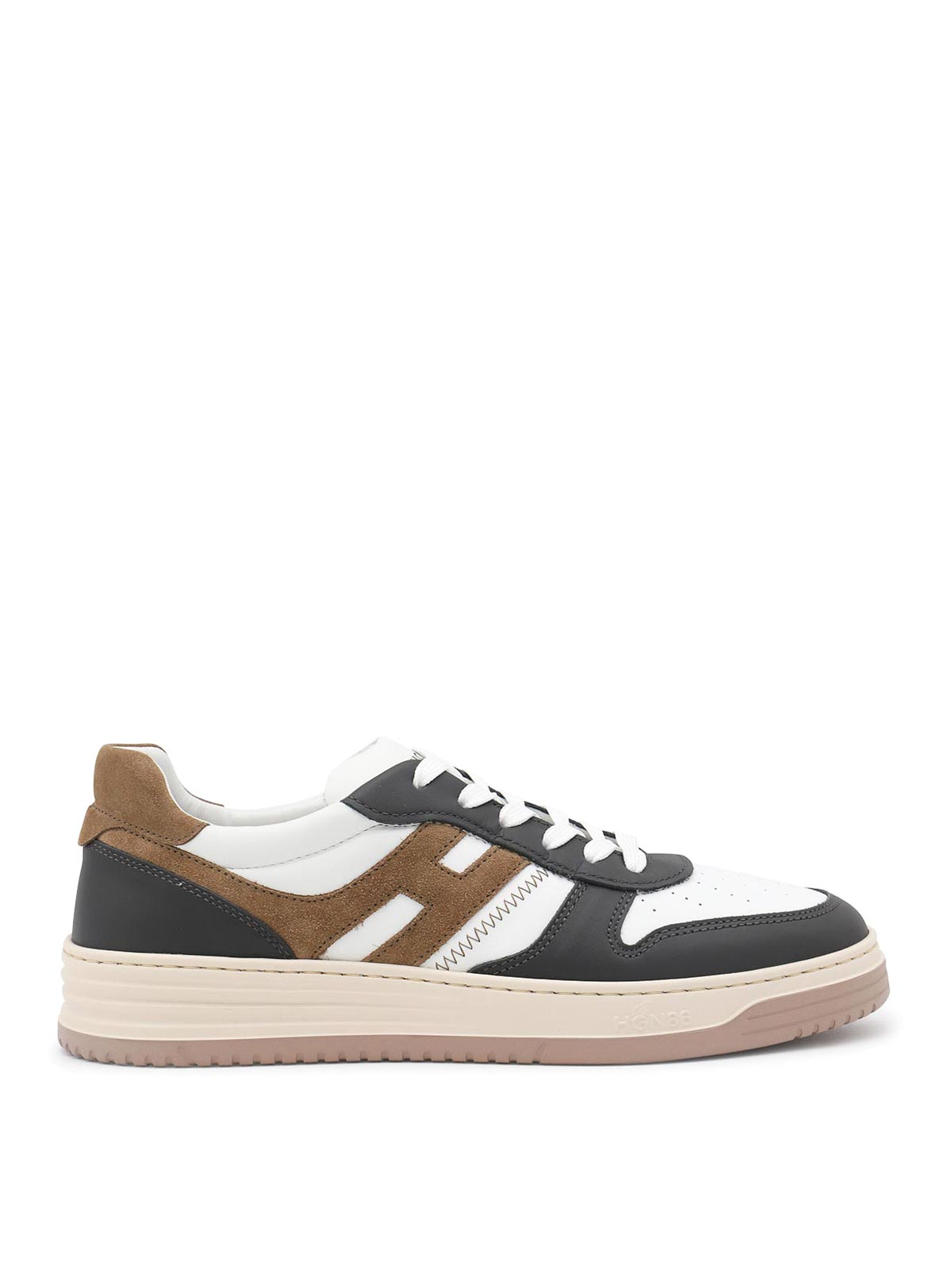 Shop Hogan White And Black Leather Sneakers