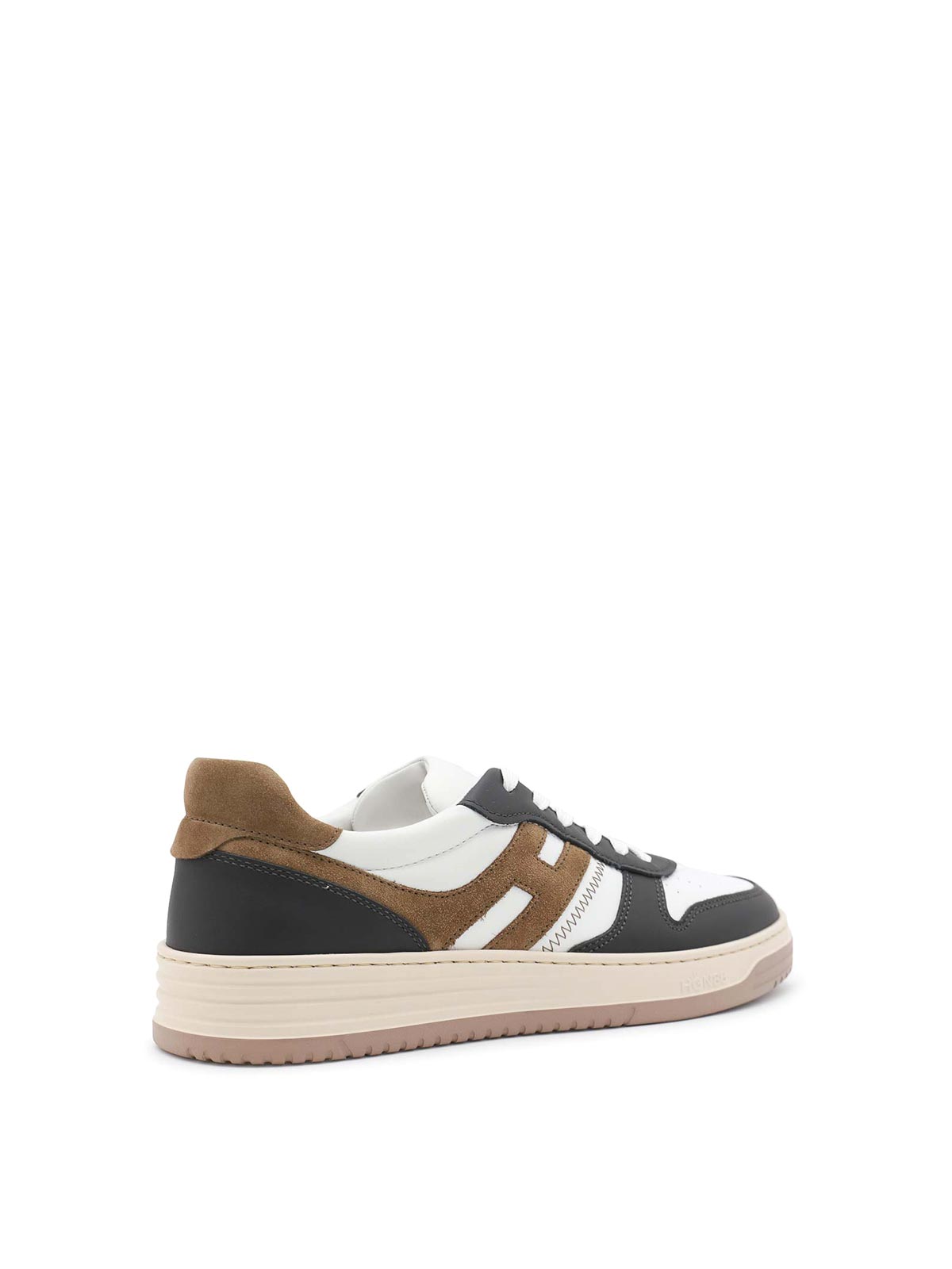 Shop Hogan White And Black Leather Sneakers