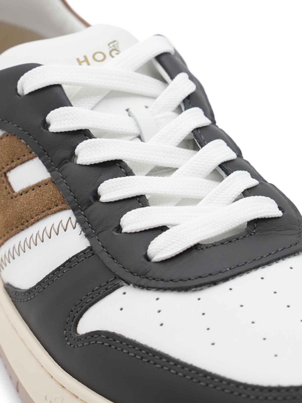 Shop Hogan White And Black Leather Sneakers