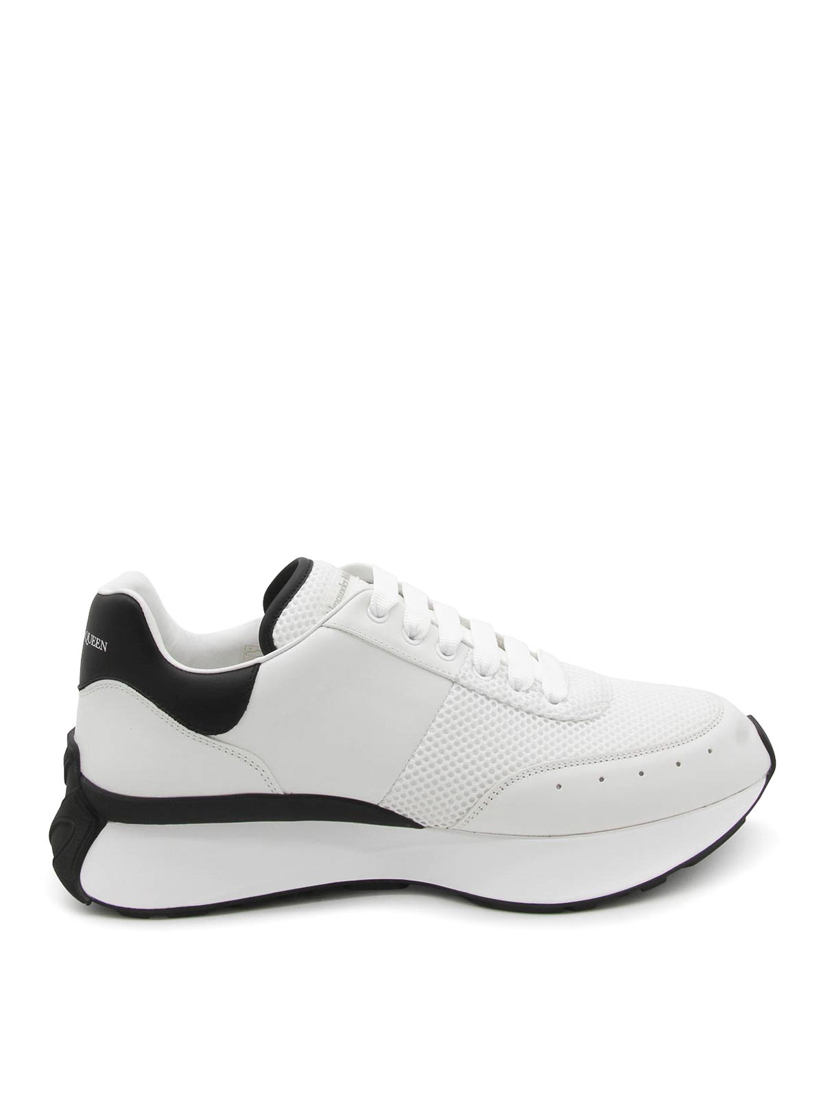 Shop Alexander Mcqueen White And Black Leather Sneakers