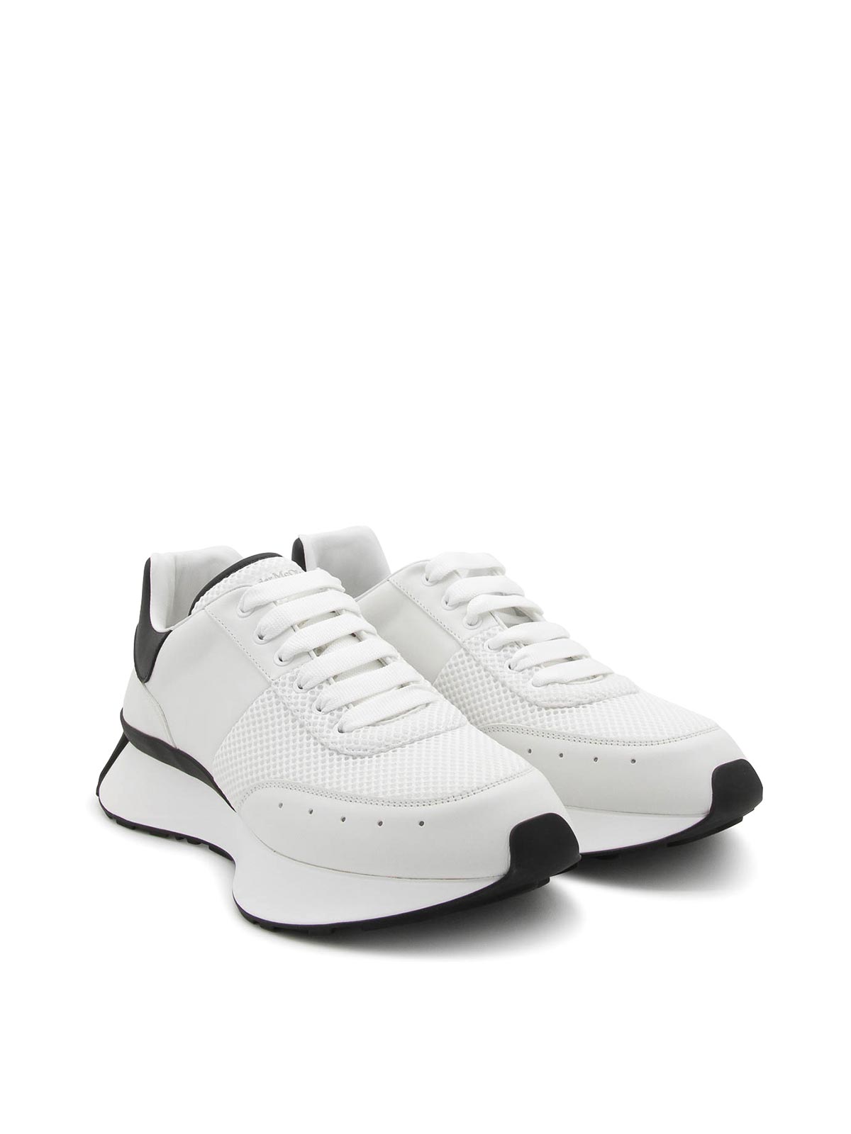 Shop Alexander Mcqueen White And Black Leather Sneakers