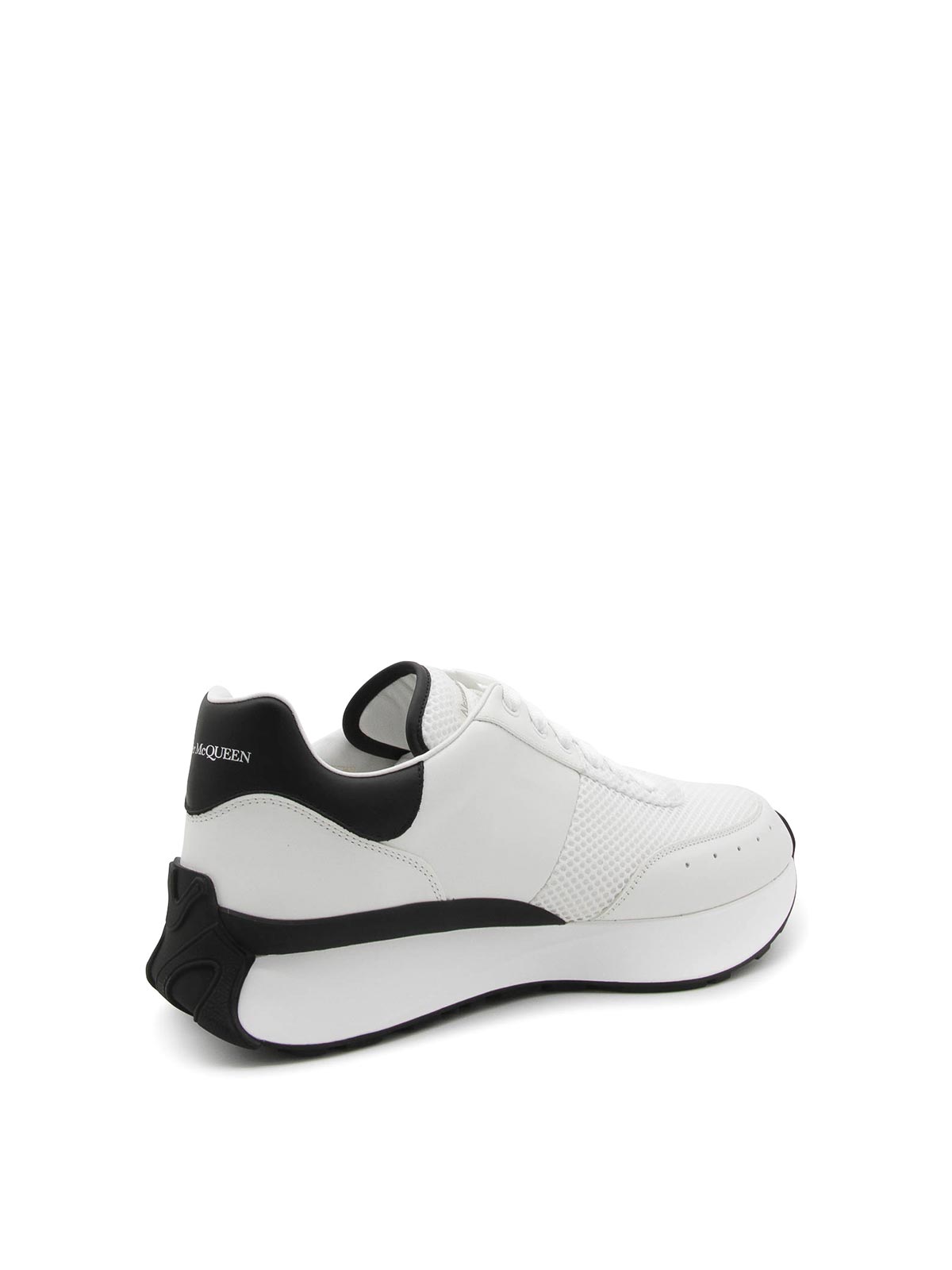 Shop Alexander Mcqueen White And Black Leather Sneakers