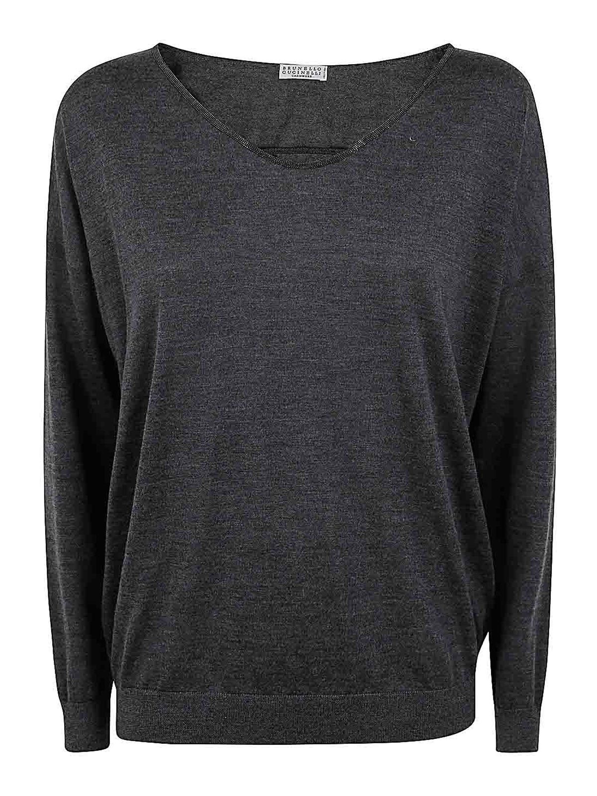 Shop Brunello Cucinelli V-neck Jumper In Grey