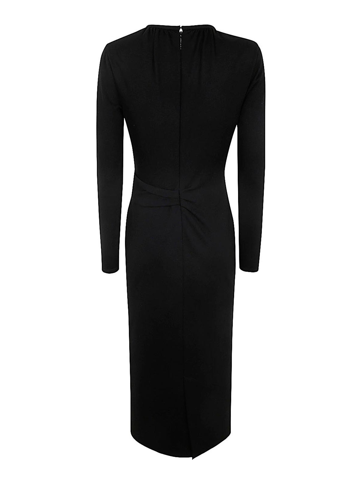 Shop Giorgio Armani Crew Neck Midi Dress In Black