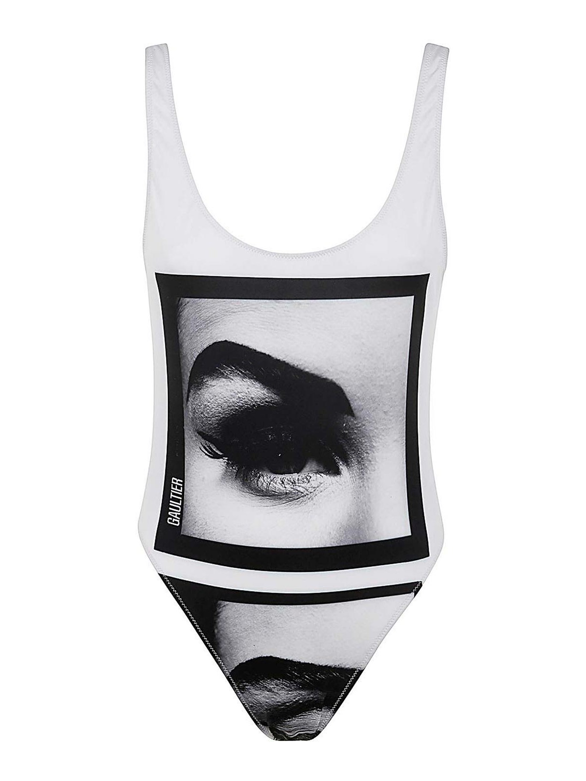 Shop Jean Paul Gaultier Jersey Swimsuit Printed Eyes In White