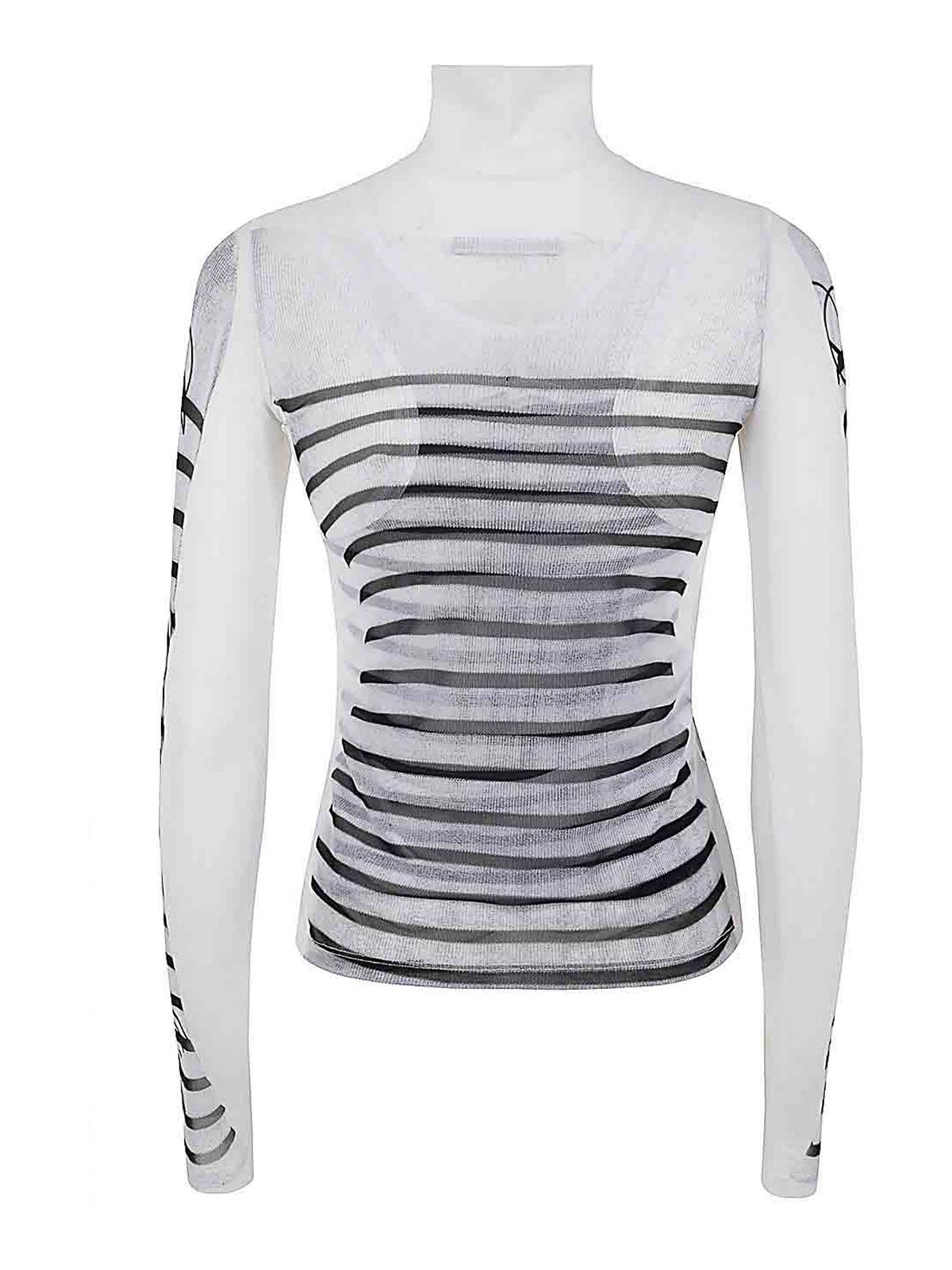 Shop Jean Paul Gaultier Spandex And Mesh Longsleeve Top In White