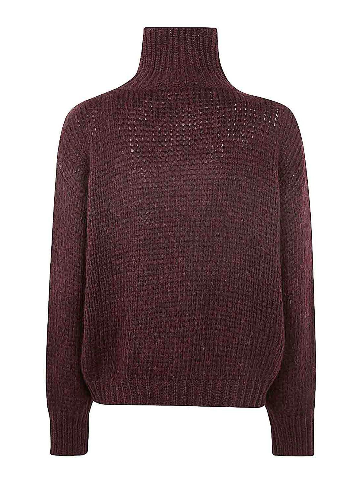 Shop Nuur Long Sleeves Turtle Neck Sweater In Red