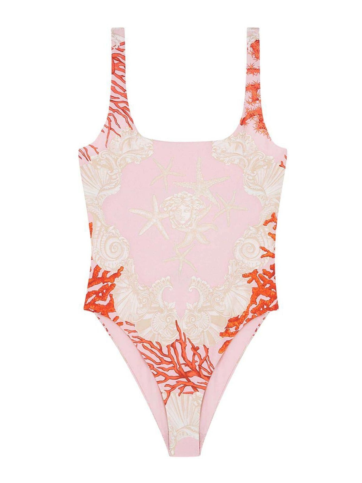 Shop Versace Swim One-piece Corals Print In Pink