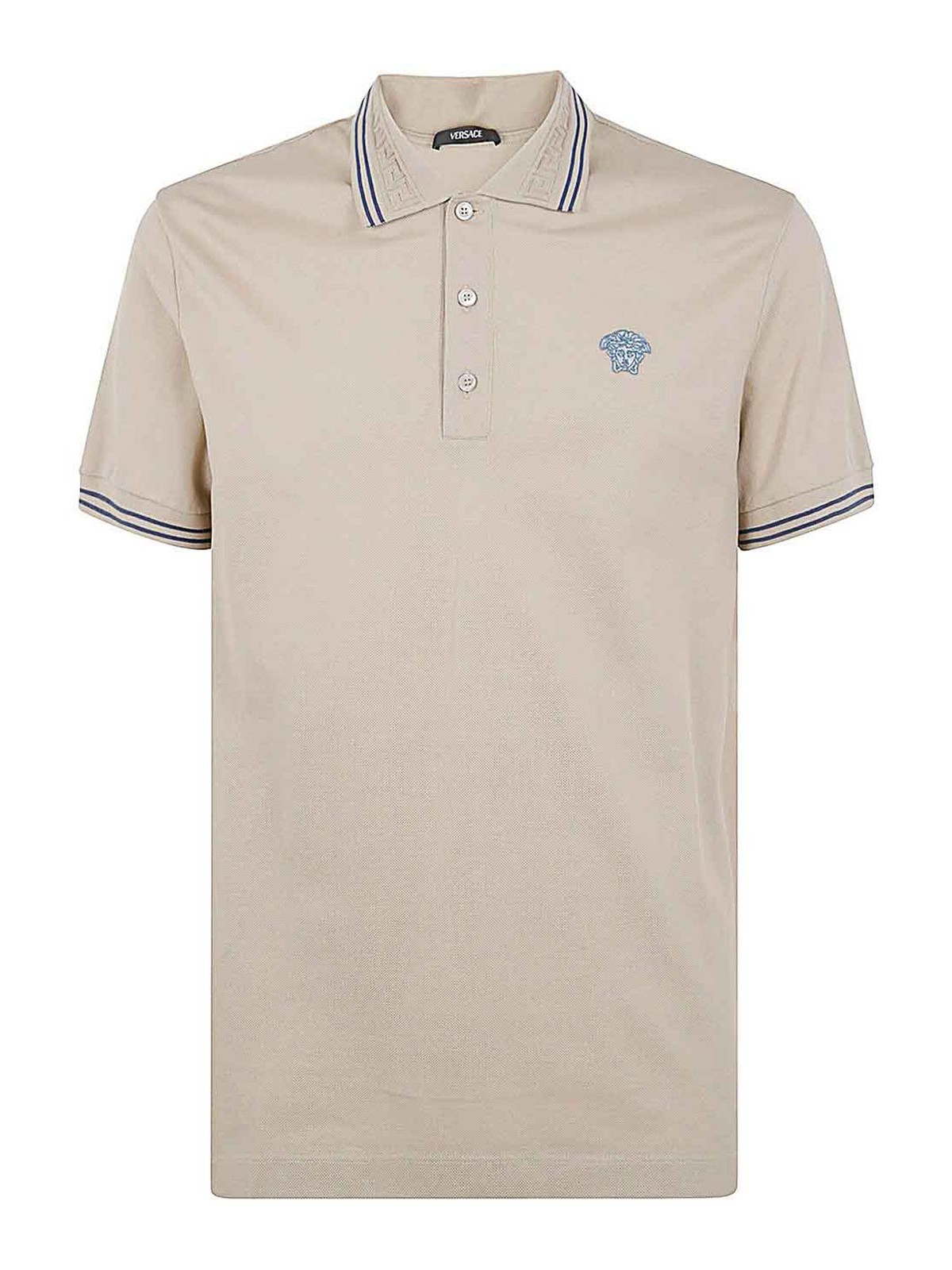 Shop Versace Polo Piquet Fabric In Brown