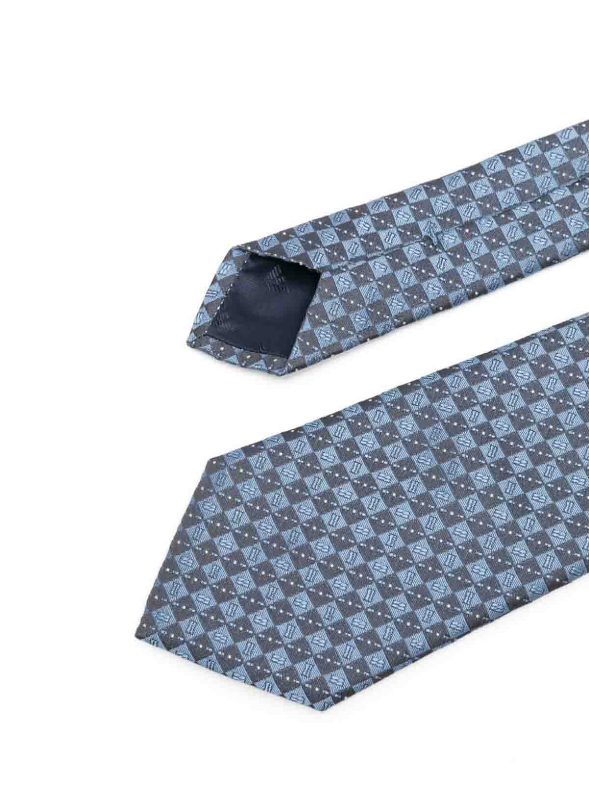 Shop Emporio Armani Woven Jacquard Tie In Grey