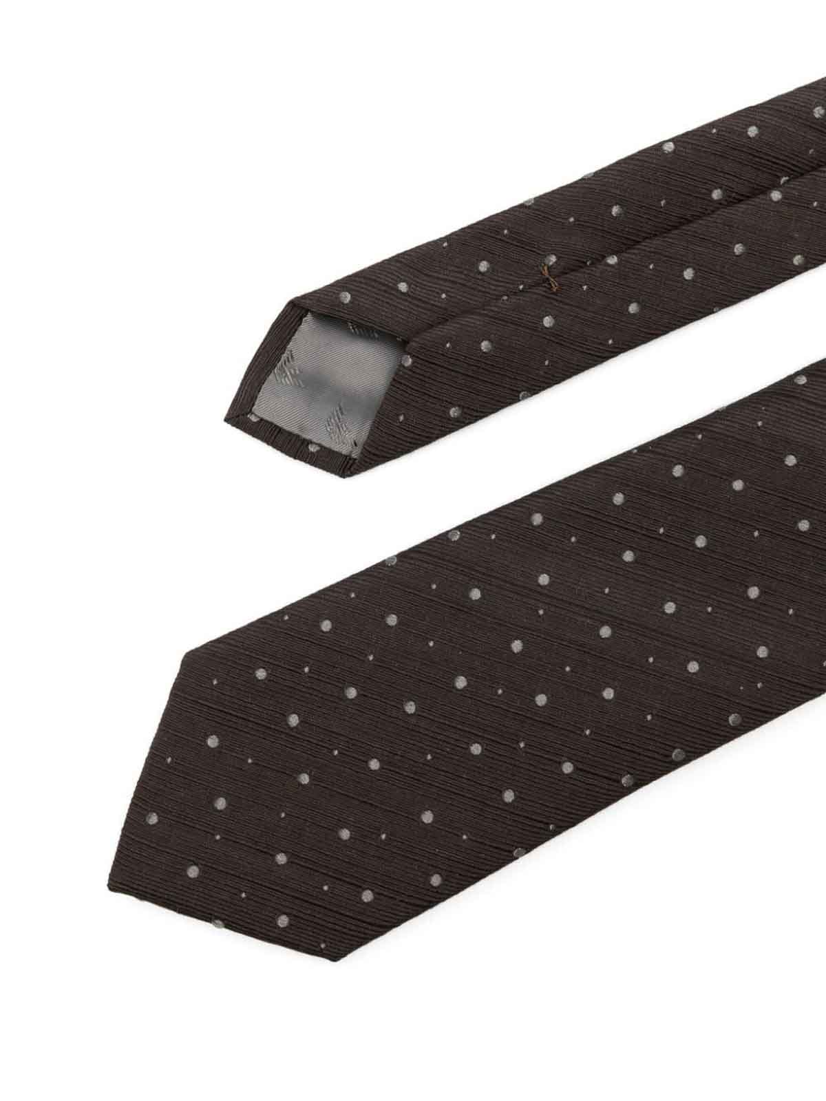 Shop Emporio Armani Woven Jacquard Tie In Grey