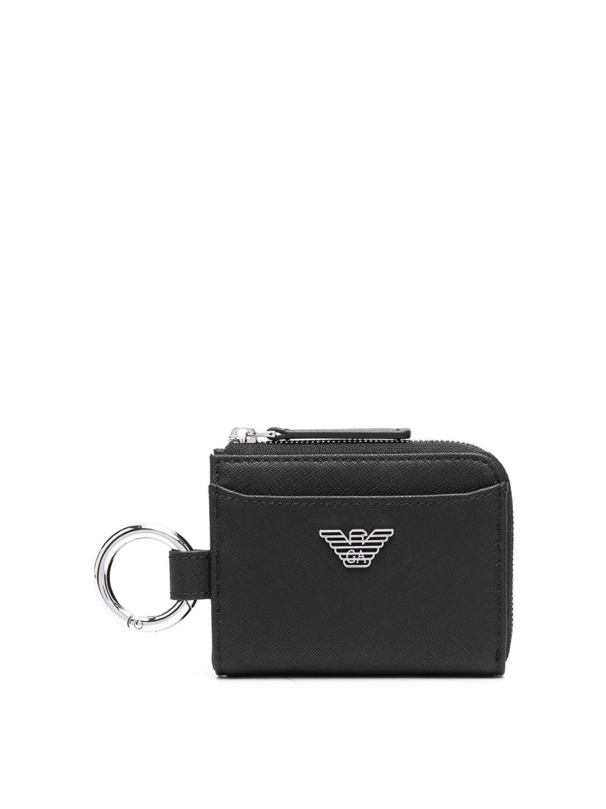 Shop Emporio Armani Leather Compact Wallet In Black