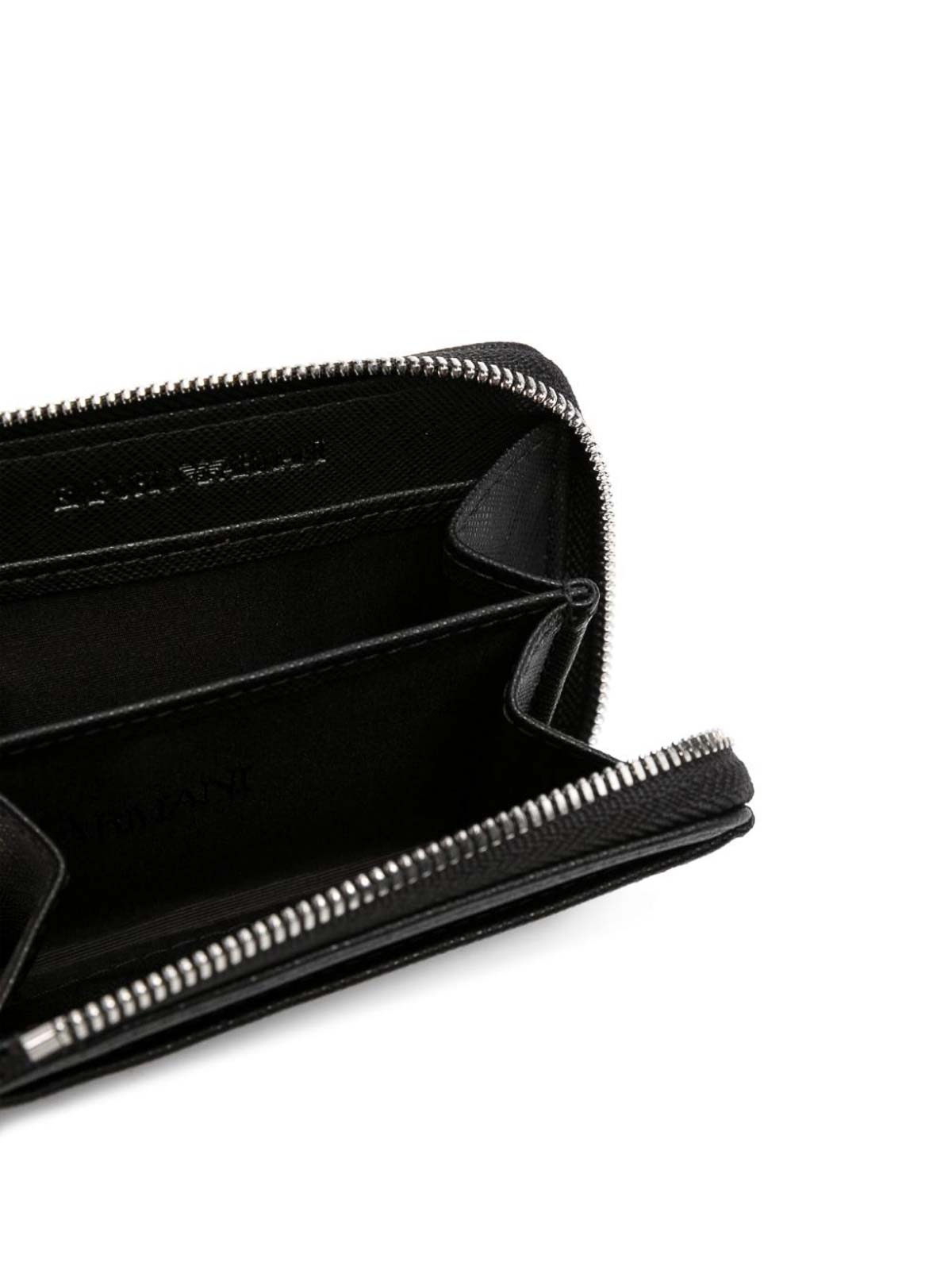 Shop Emporio Armani Leather Compact Wallet In Black