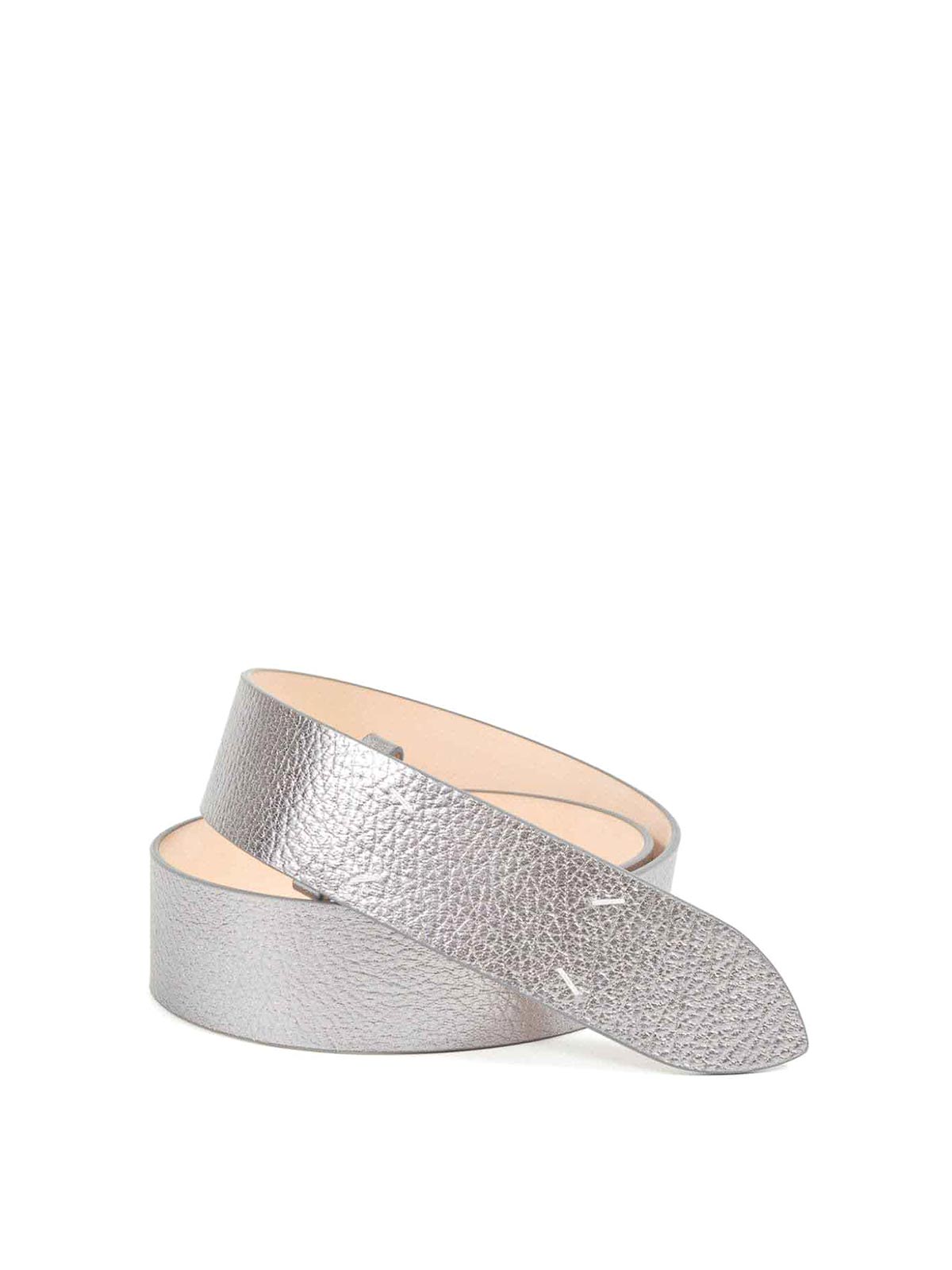 Shop Maison Margiela Leather Belt In Grey