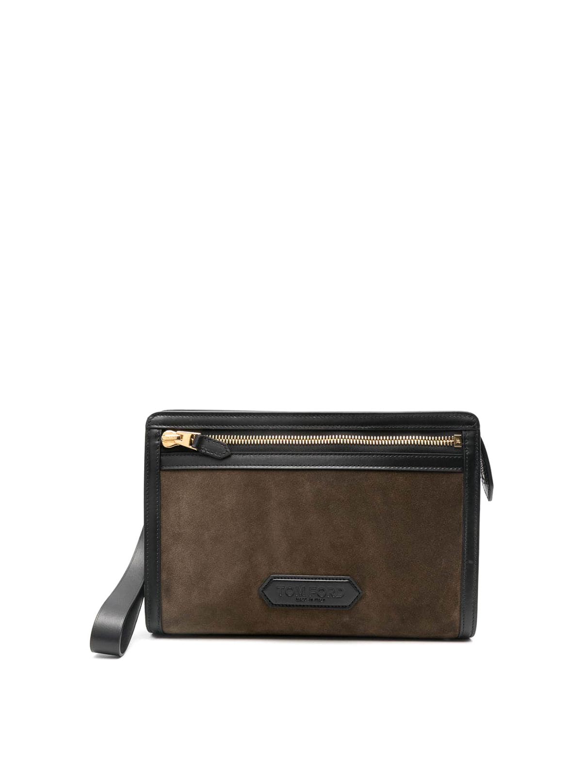 Shop Tom Ford Leather Medium Clutch In Green