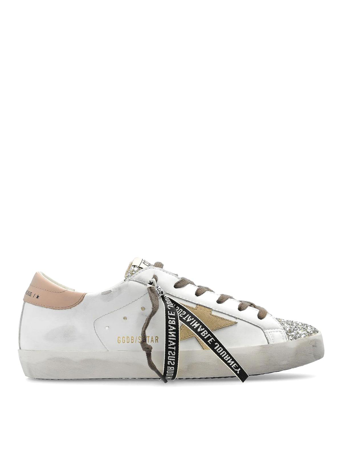 Shop Golden Goose Super Star Leather Sneakers In White