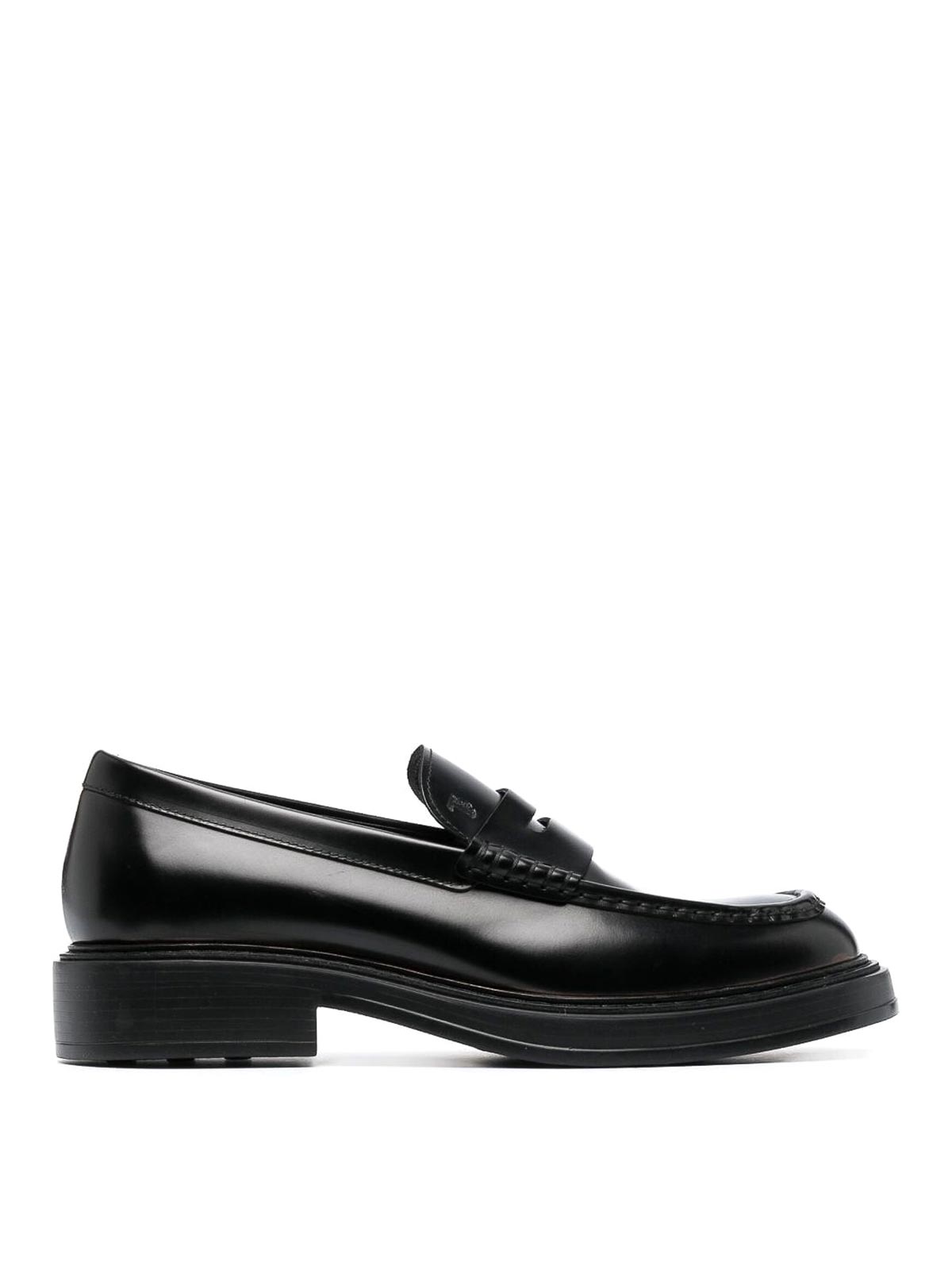 Shop Tod's Leather Loafers In Black