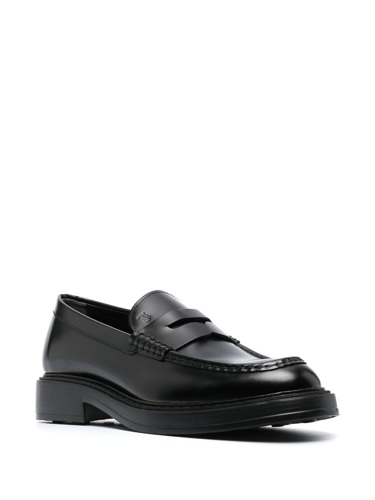 Shop Tod's Leather Loafers In Black