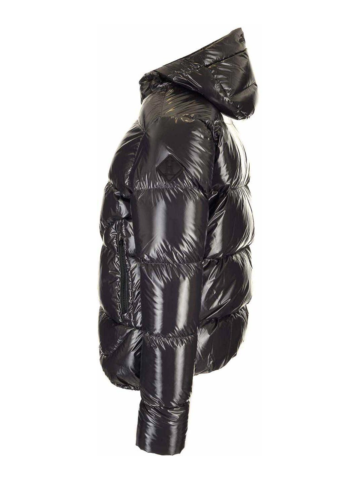 Herno Glossy Bomber Jacket With Hood And Elastic Cuffs In Gray