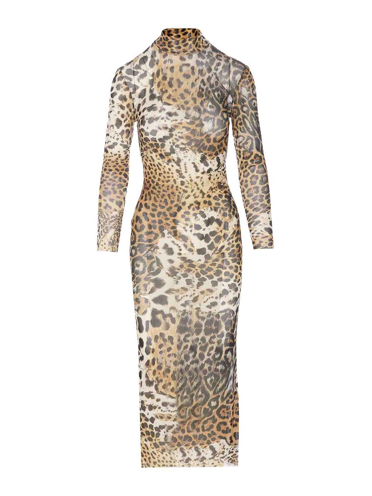 Shop Roberto Cavalli Jaguard Print Dress In Beis