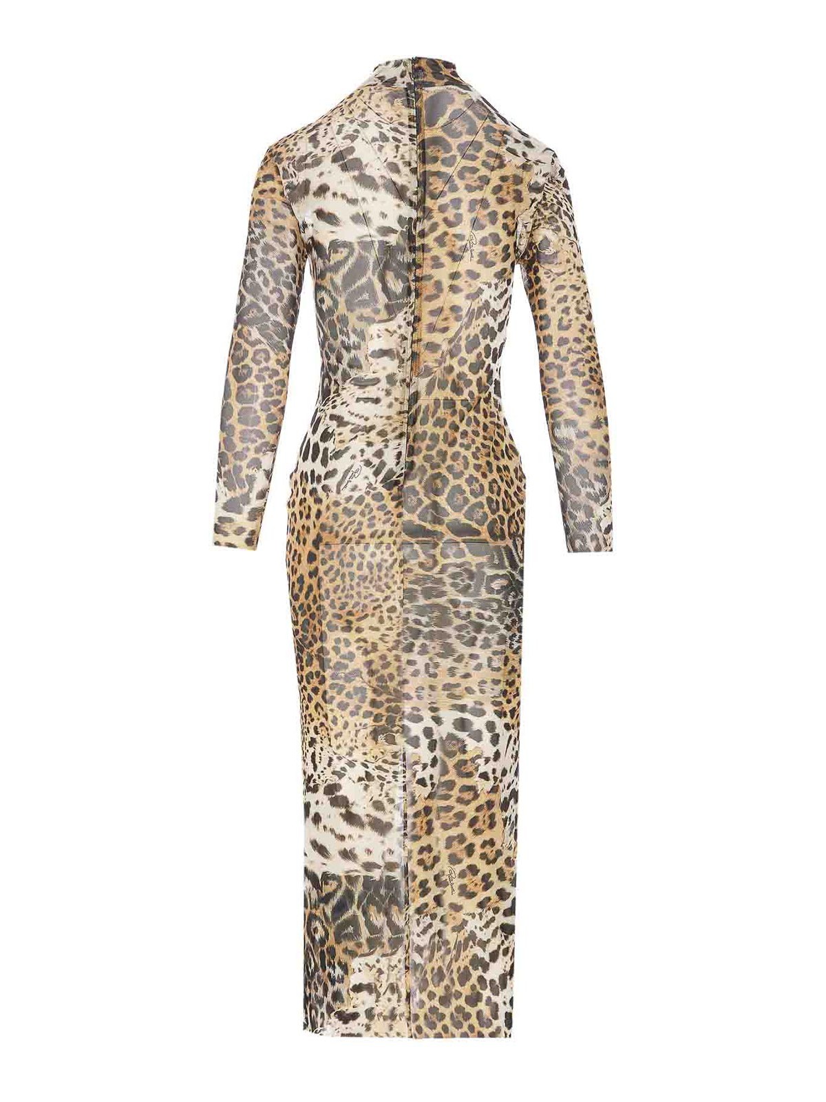 Shop Roberto Cavalli Jaguard Print Dress In Beis