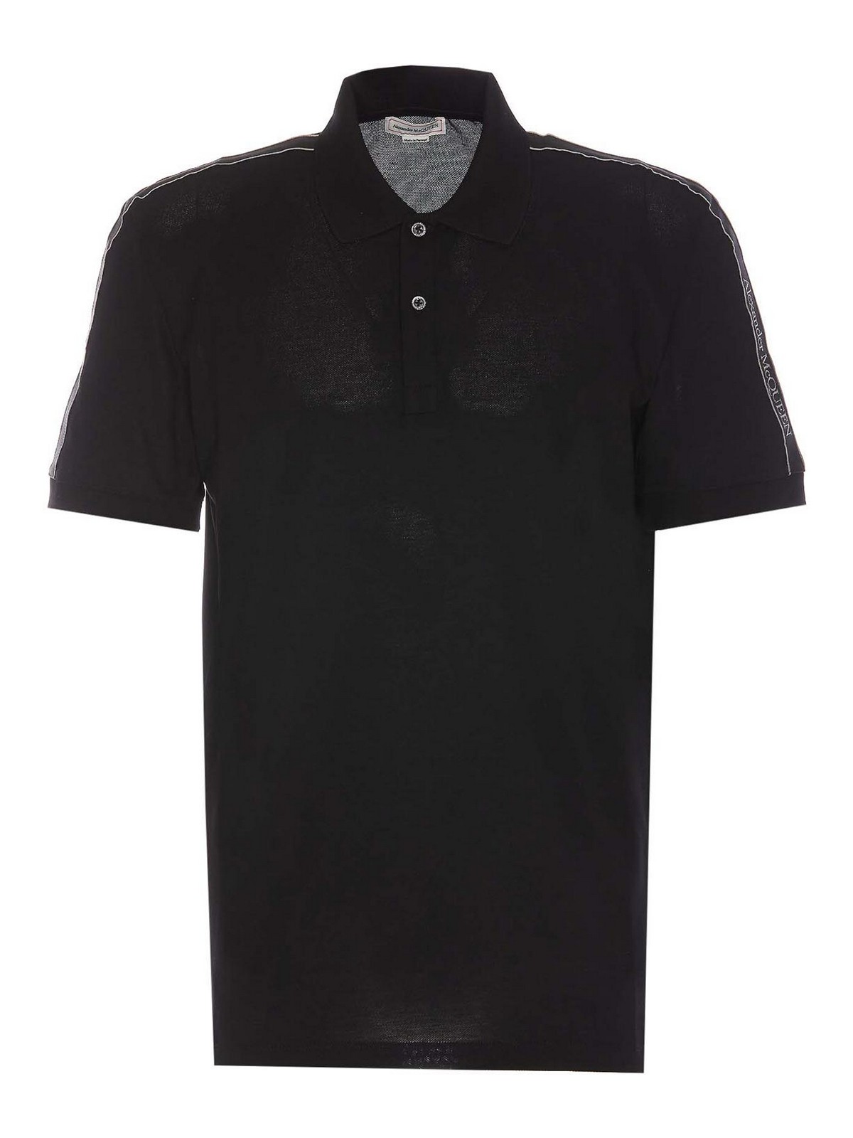 Shop Alexander Mcqueen Tape Polo Logo In Negro