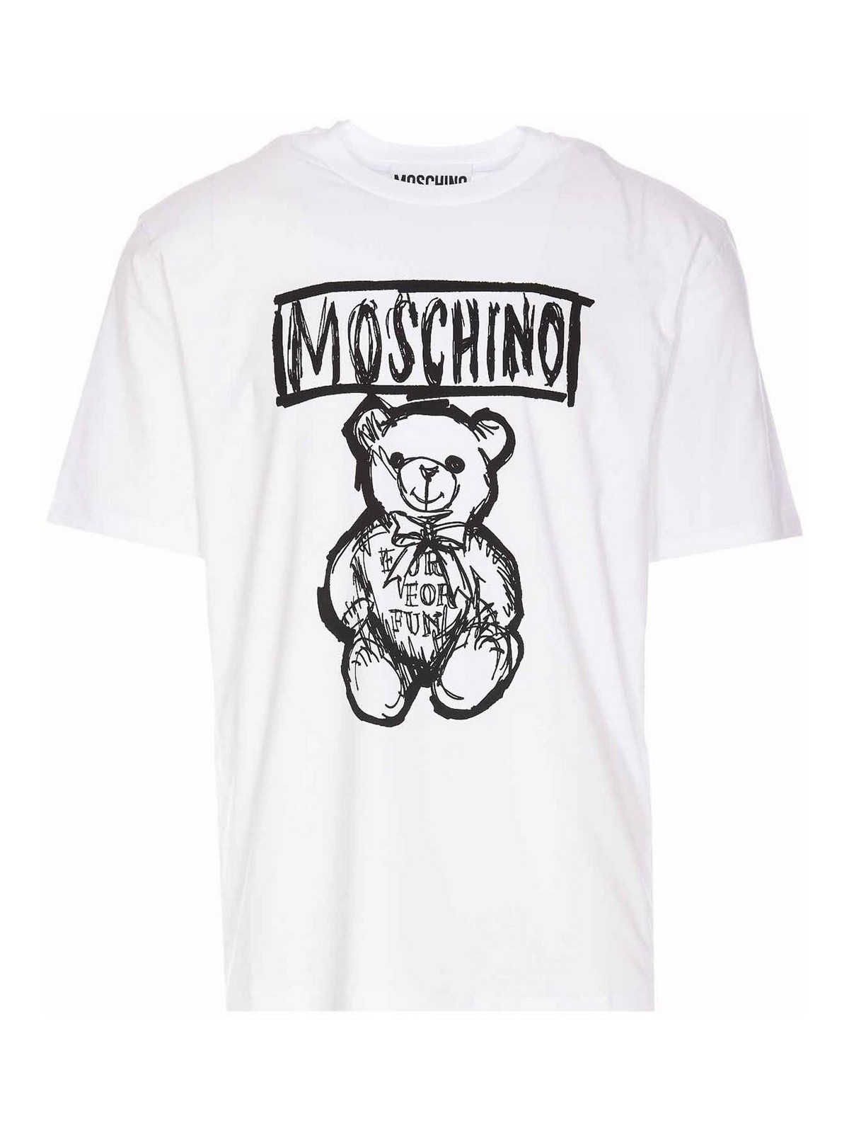 Shop Moschino Drawn Teddy Bear T-shirt In Blanco