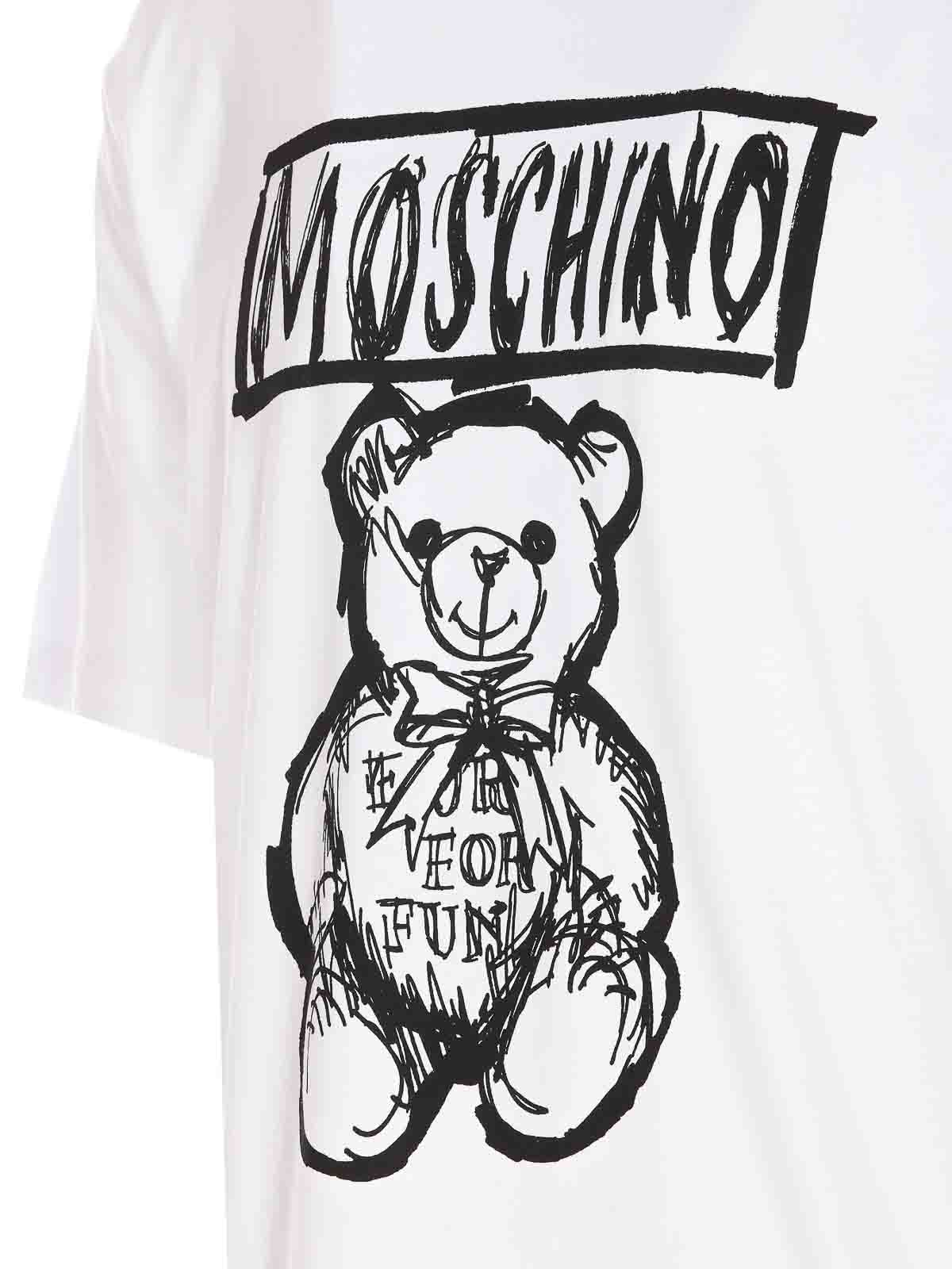 Shop Moschino Drawn Teddy Bear T-shirt In Blanco