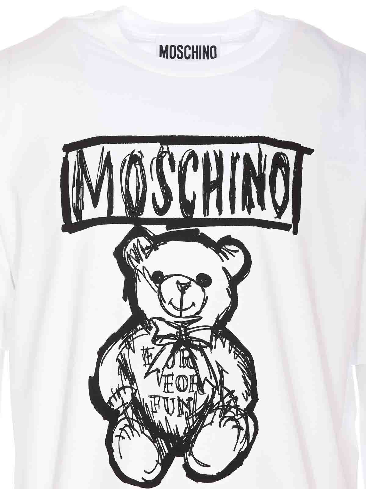 Shop Moschino Drawn Teddy Bear T-shirt In Blanco