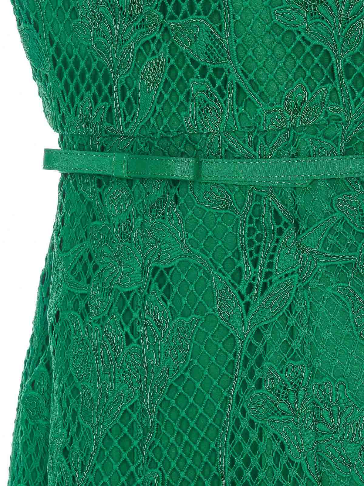 Shop Self-portrait Laces Mini Sleeveless Dress In Verde