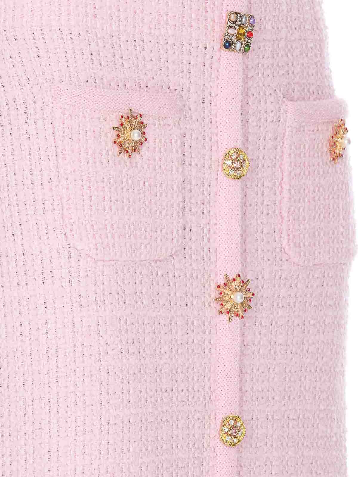 Shop Self-portrait Jewel Button Knitted Mini Skirt In Color Carne Y Neutral