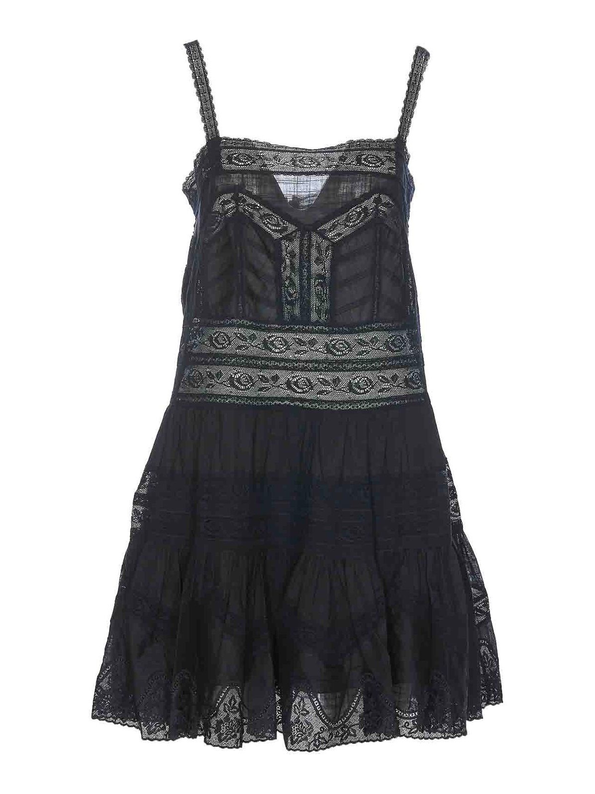 Shop Zimmermann Halliday Lace Trim Short Dress In Negro